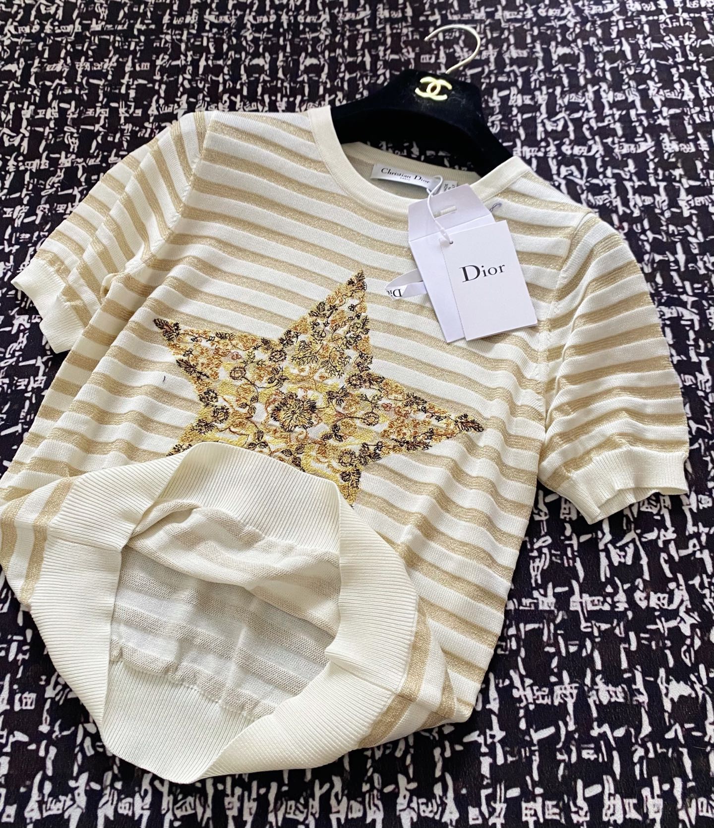 メンズ ディオールtシャツスーパーコピー 横縞 短袖 トップス 100％綿 ゆったり カーキ色_4