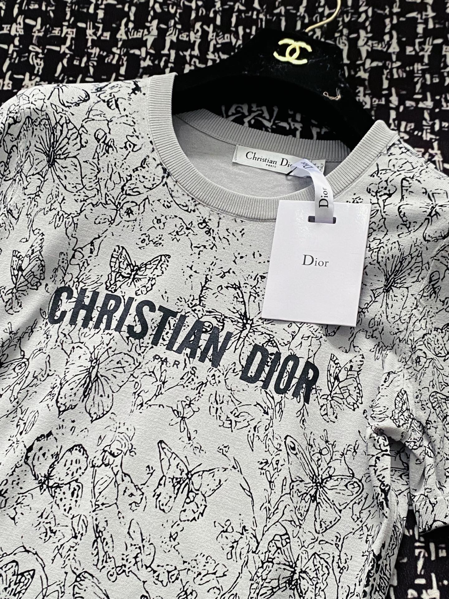 tシャツ ディオール偽物 トップス 半袖 綿 ゆったり 柔らかい プリント グレー_6