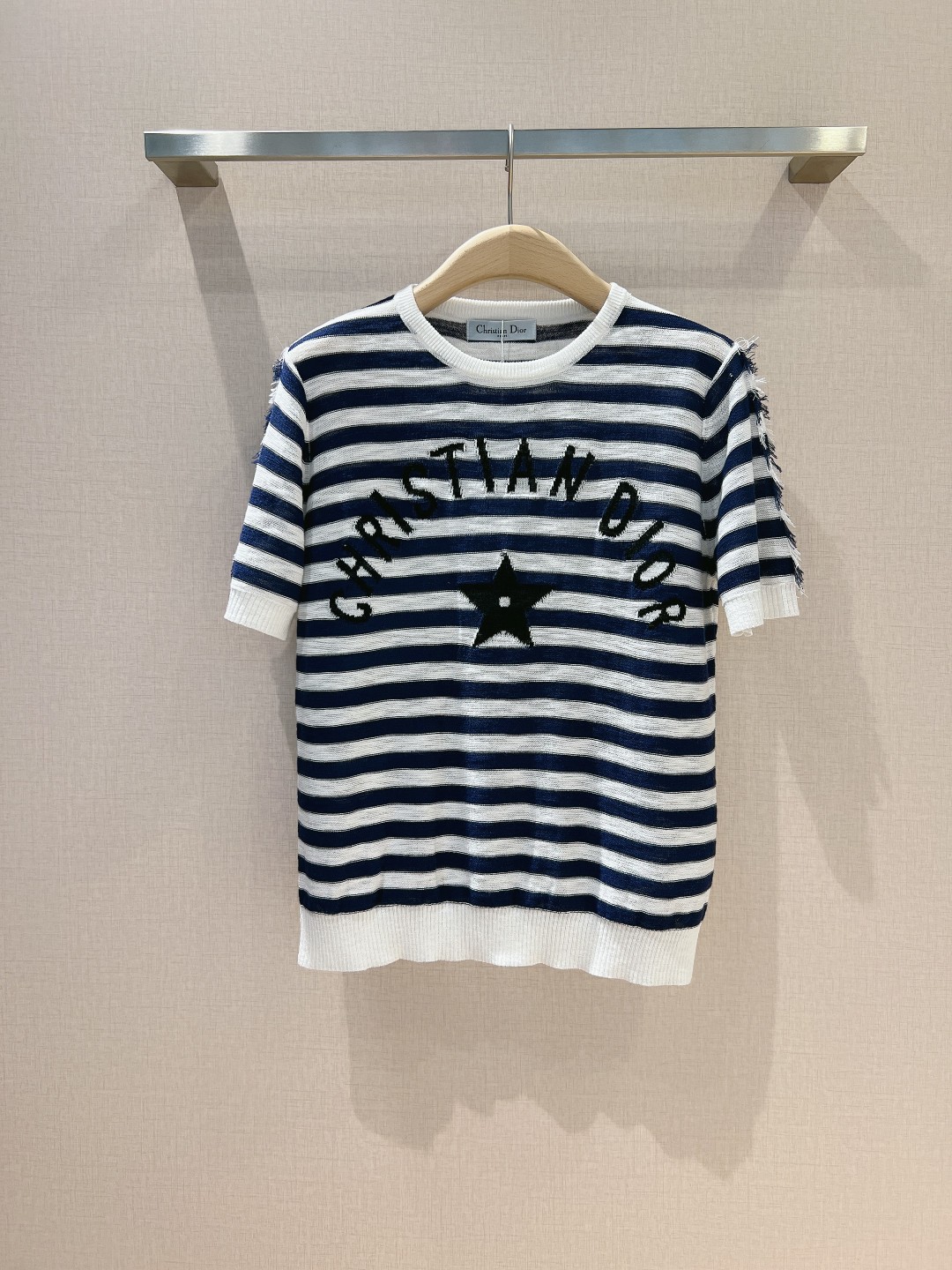 ディオール tシャツ 新作偽物トップス 半袖 綿 ゆったり プリント DF973 横縞 ブラック_1