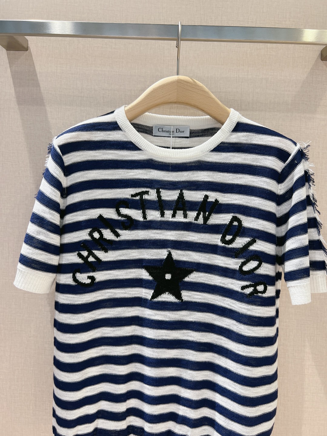 ディオール tシャツ 新作偽物トップス 半袖 綿 ゆったり プリント DF973 横縞 ブラック_2