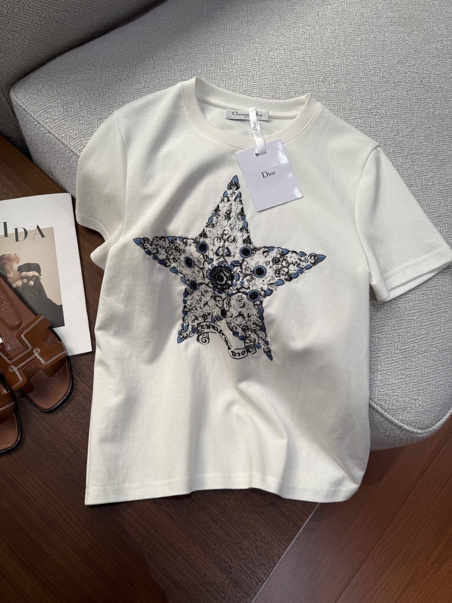 ディオール tシャツ偽物 トップス 半袖 綿 ゆったり カジュアル 上質品 ホワイト_2