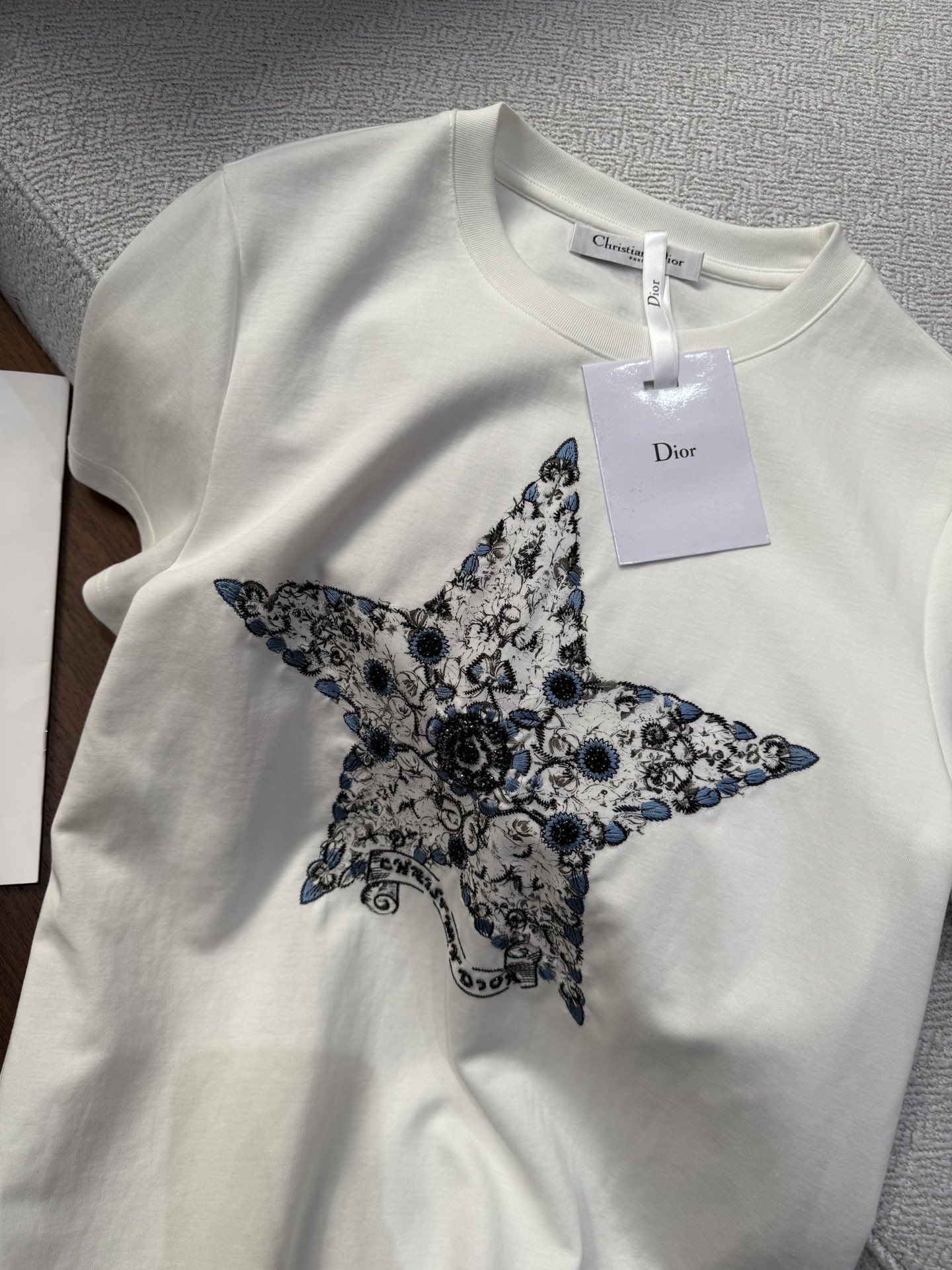 ディオール tシャツ偽物 トップス 半袖 綿 ゆったり カジュアル 上質品 ホワイト_3
