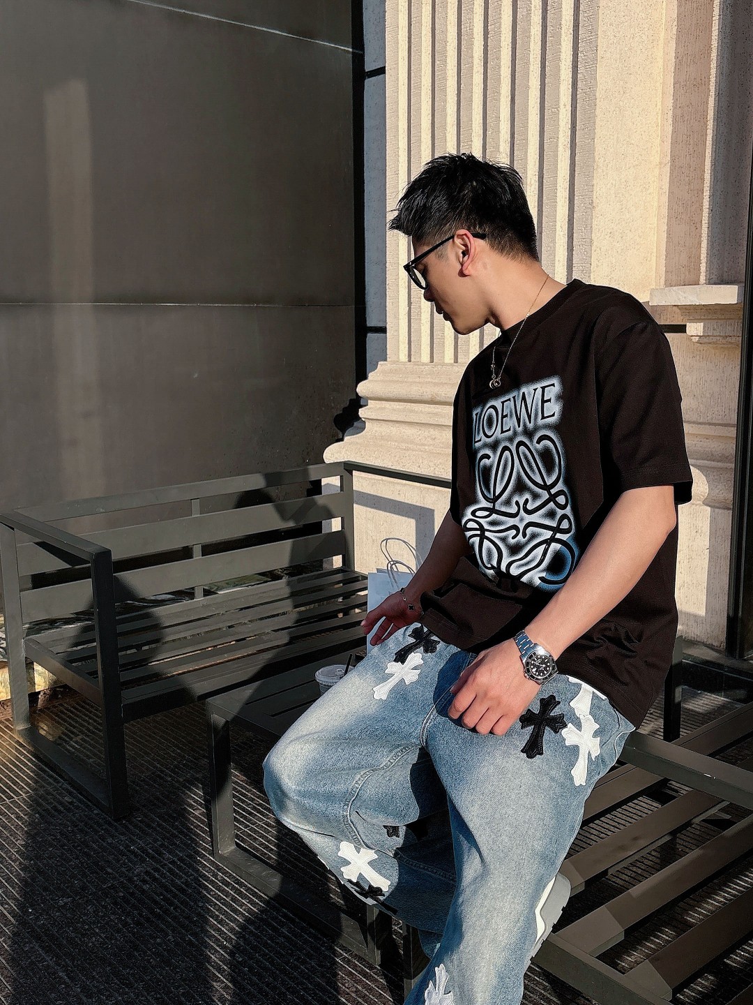 ロエベ tシャツ 新作スーパーコピー 半袖 トップス 純綿 プリント 柔らかい プリント ブラック_7