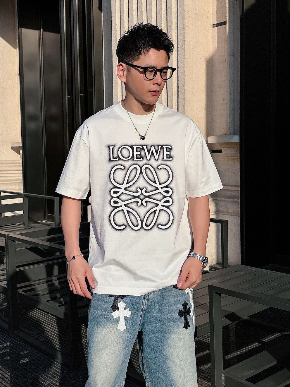 数量限定の爆買 ロエベハウルtシャツ偽物 半袖 トップス 純綿 プリント 柔らかい プリント ホワイト_1