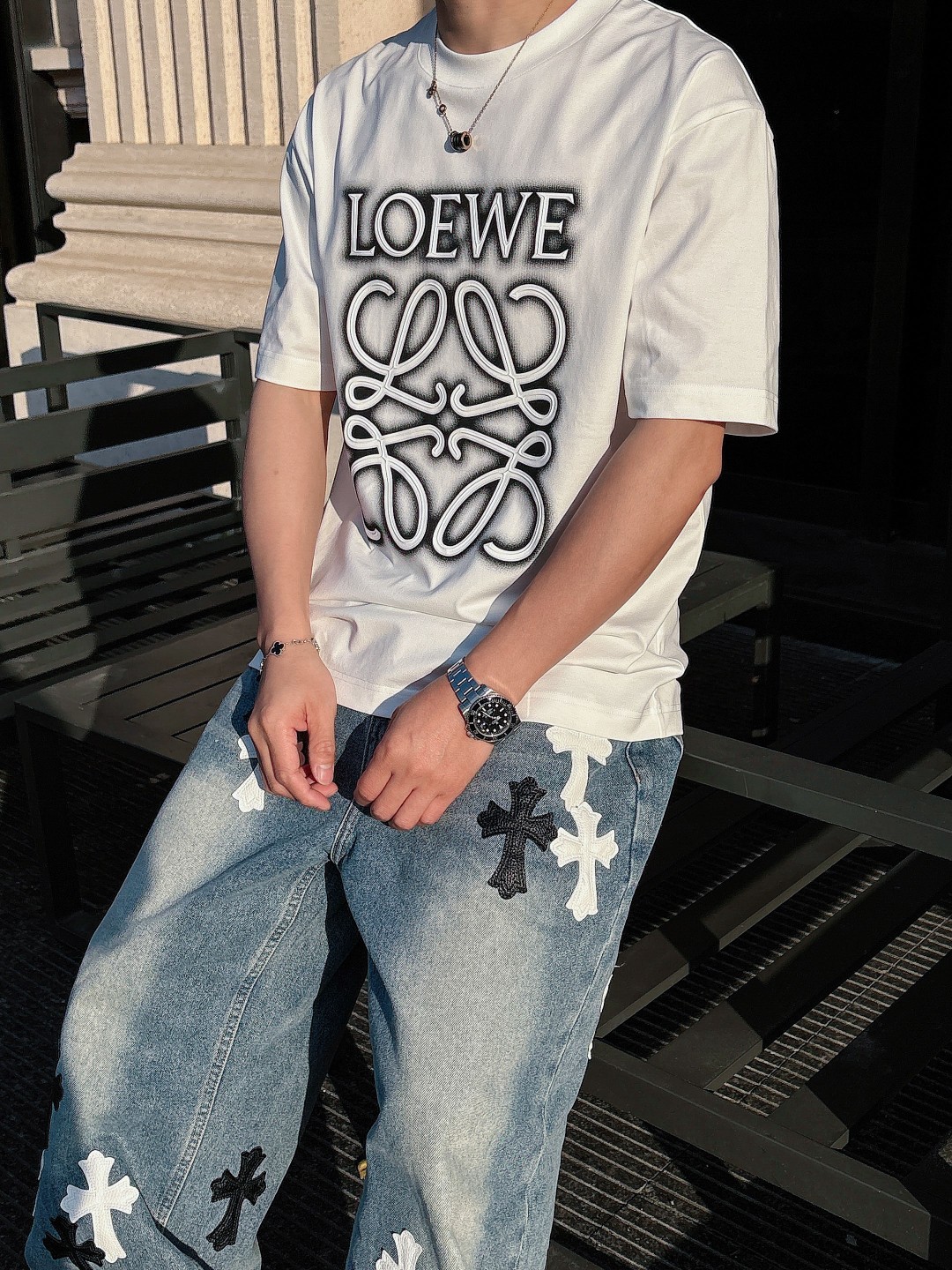 数量限定の爆買 ロエベハウルtシャツ偽物 半袖 トップス 純綿 プリント 柔らかい プリント ホワイト_4