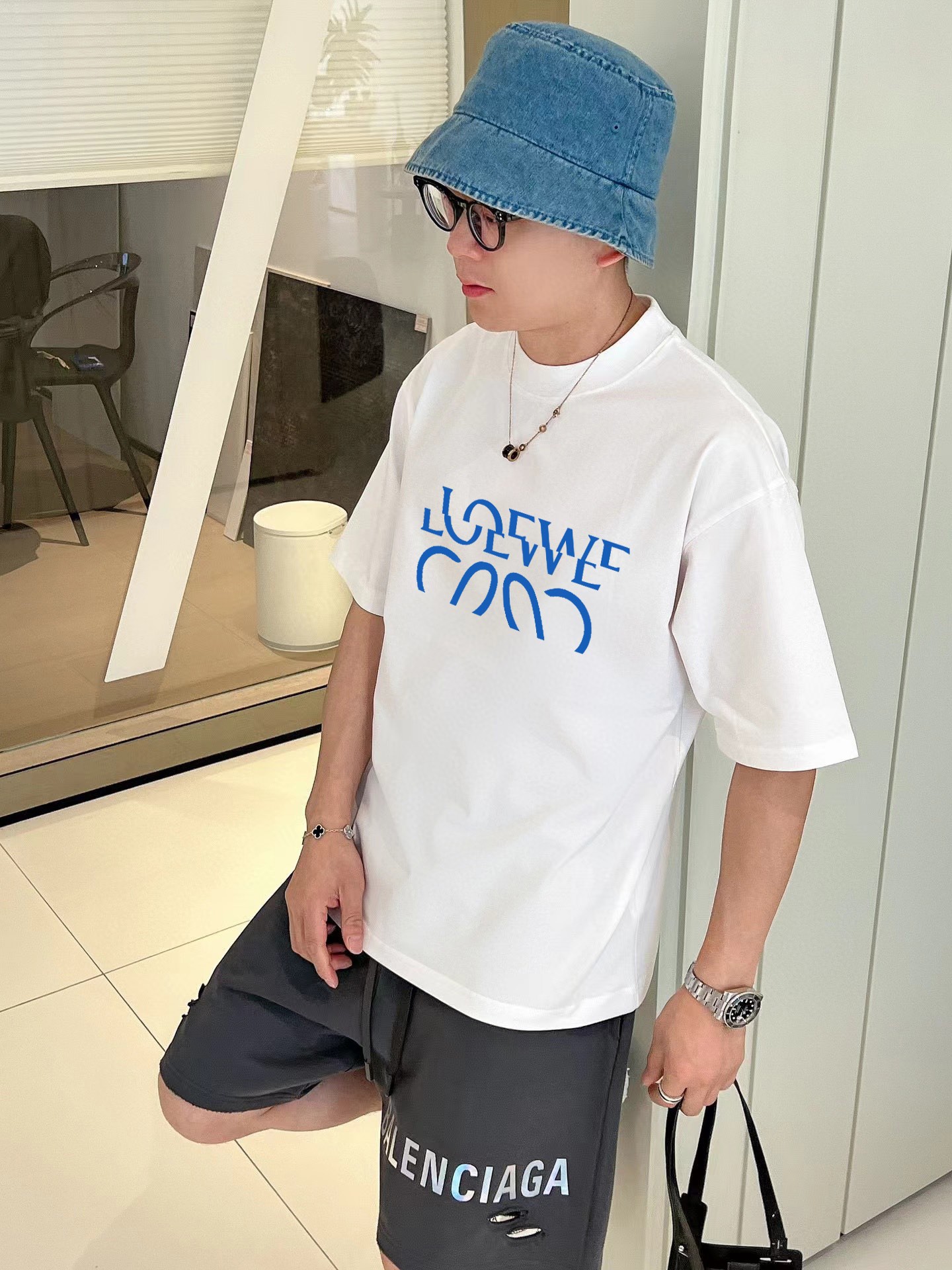 ロエベ tシャツ ウィメンズコピー 半袖 トップス 純綿 プリント 柔らかい プリント ホワイト_2