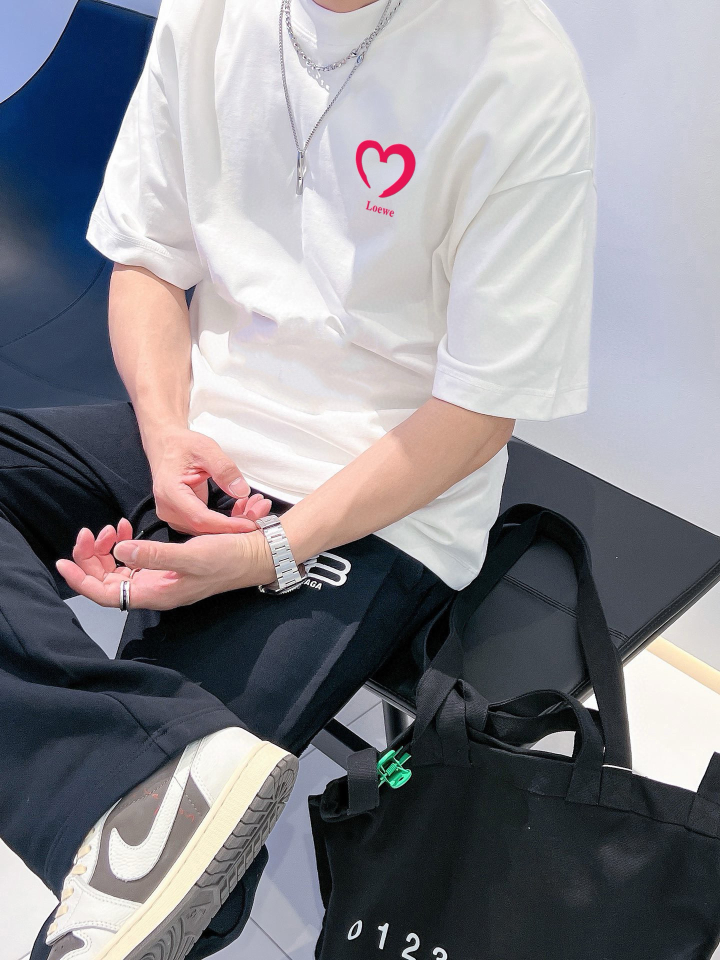 ロエベ tシャツ カルシファー偽物 半袖 トップス 純綿 プリント 柔らかい ホワイト_6