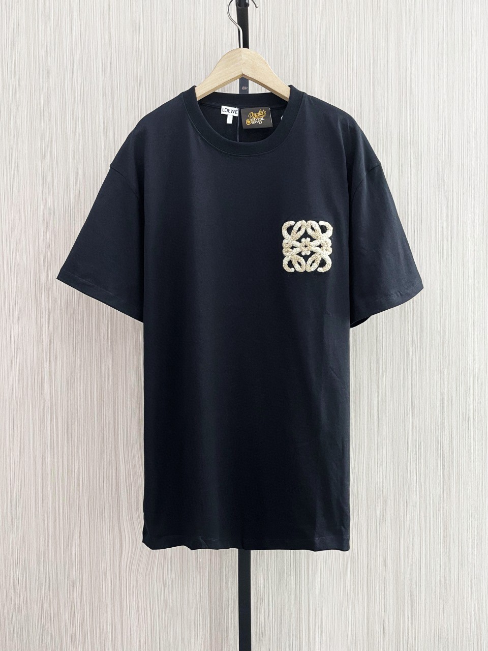 ロエベロゴtシャツＮ級品 シンプル 半袖 トップス 純綿 ロゴ刺繍 柔らかい ブラック_7
