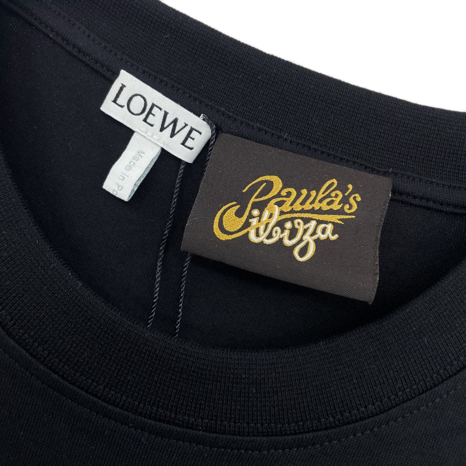 ロエベロゴtシャツＮ級品 シンプル 半袖 トップス 純綿 ロゴ刺繍 柔らかい ブラック_9