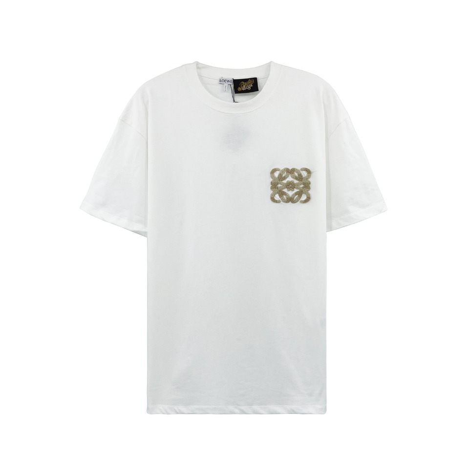 ロエベのtシャツスーパーコピー シンプル 半袖 トップス 純綿 ロゴ刺繍 柔らかい ホワイト_9