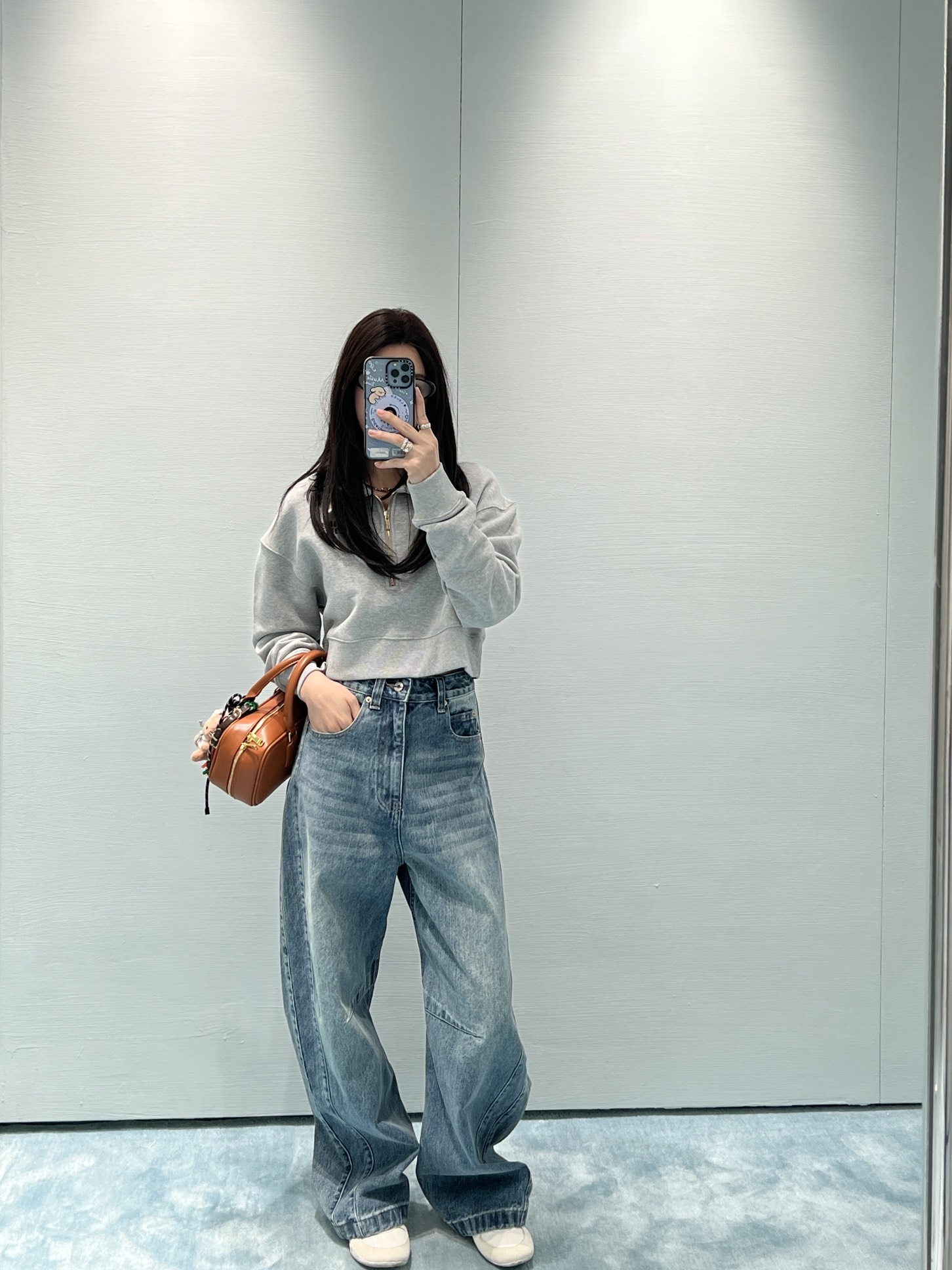 ロエベ パンツ レディ偽物 デニム ジーンズ カジュアル 筒形ズボン ゆったり ブルー_6