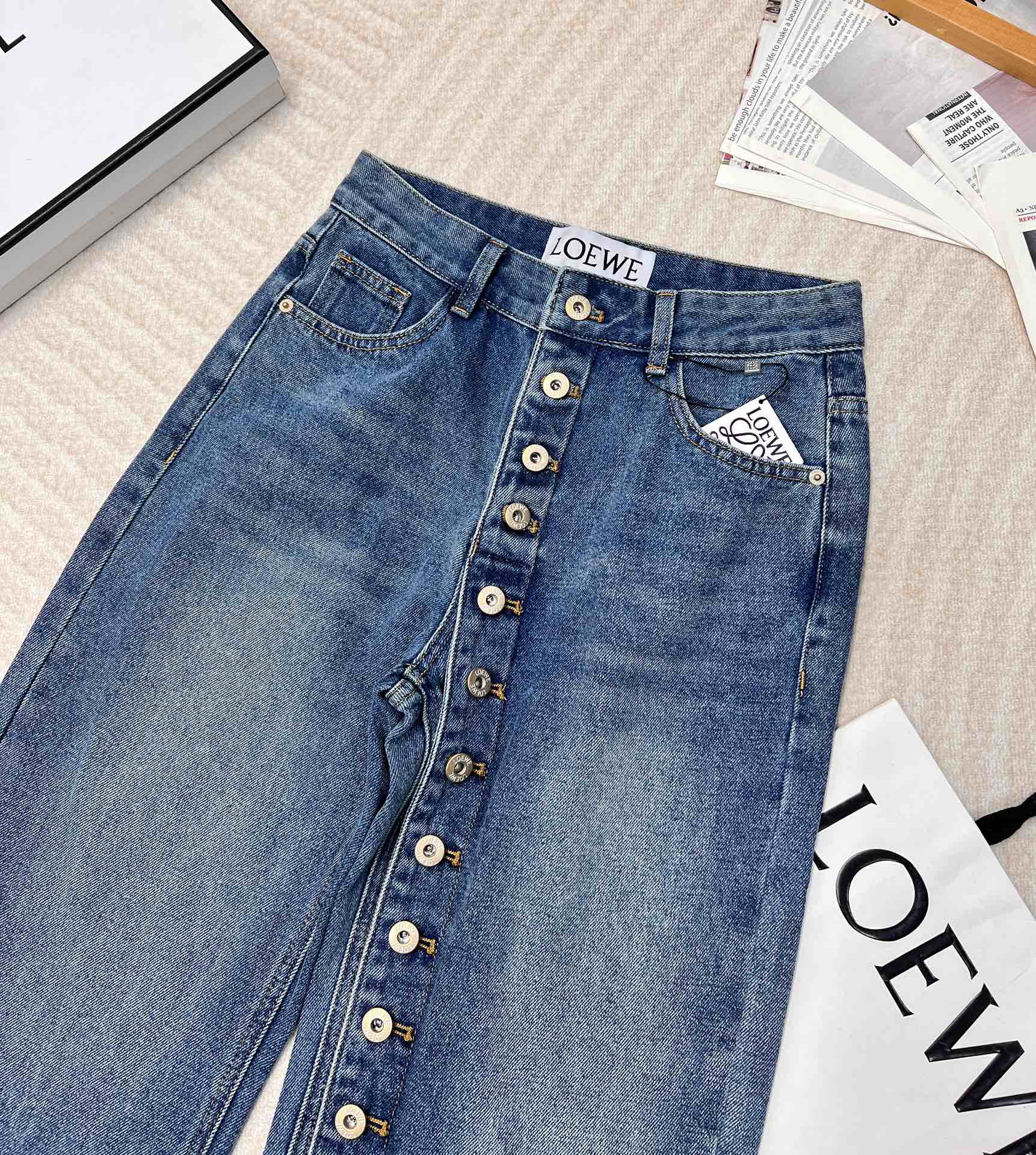ロエベジーンズスーパーコピー デニム パンツ カジュアル 筒形ズボン ゆったり ブルー_5