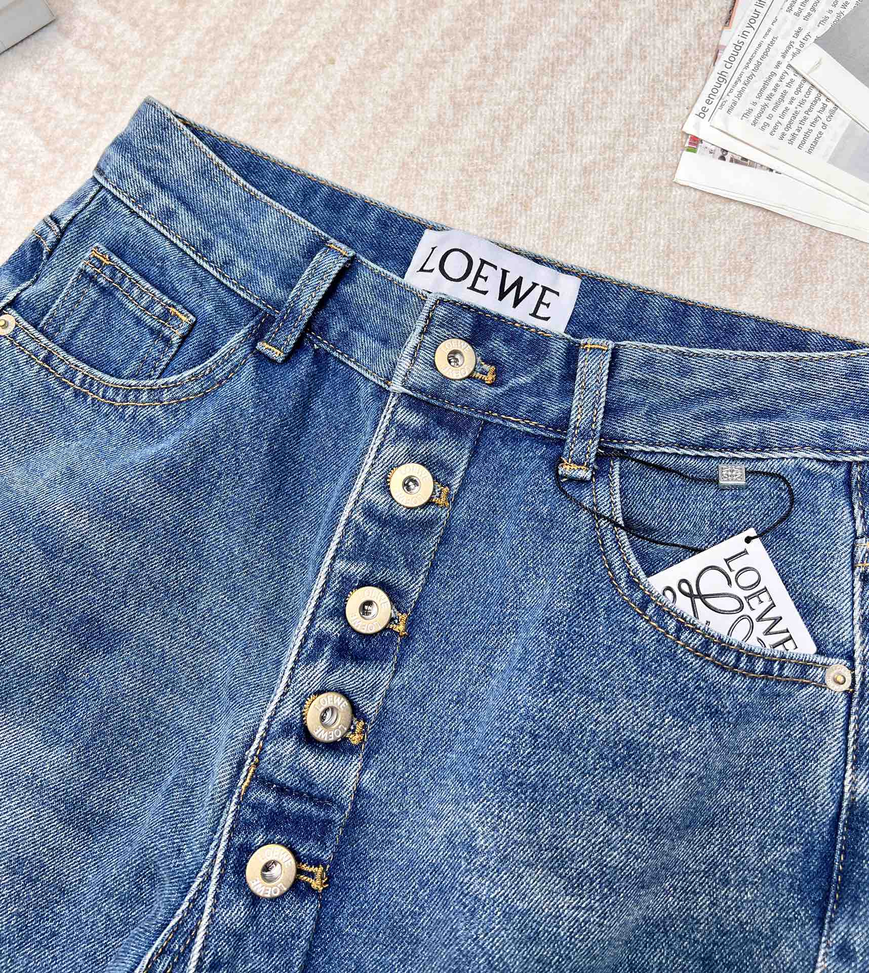 ロエベジーンズスーパーコピー デニム パンツ カジュアル 筒形ズボン ゆったり ブルー_6