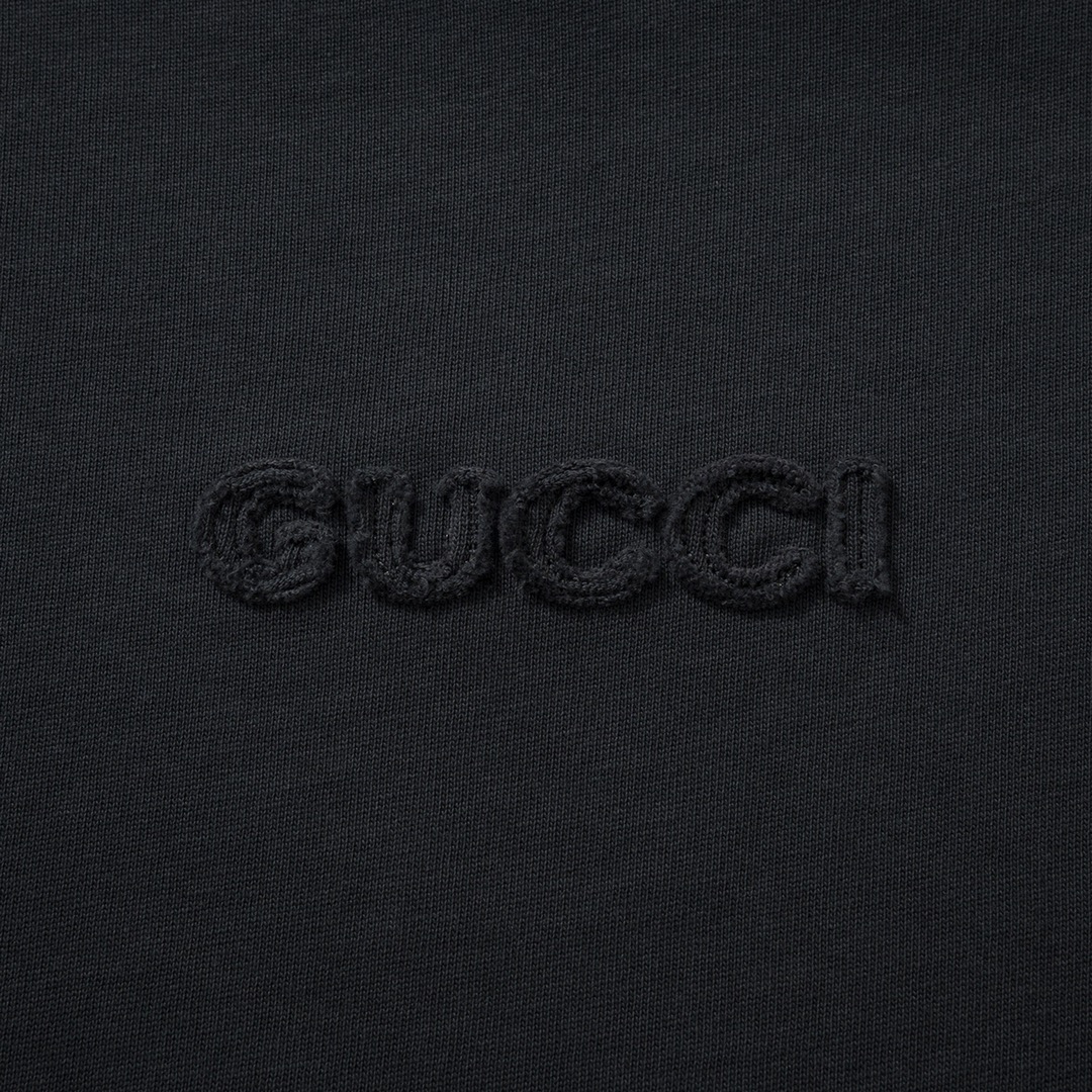 gucci t シャツスーパーコピー 純綿 トップス 半袖 ロゴ刺繍 ゆったり シンプル ブラック_4