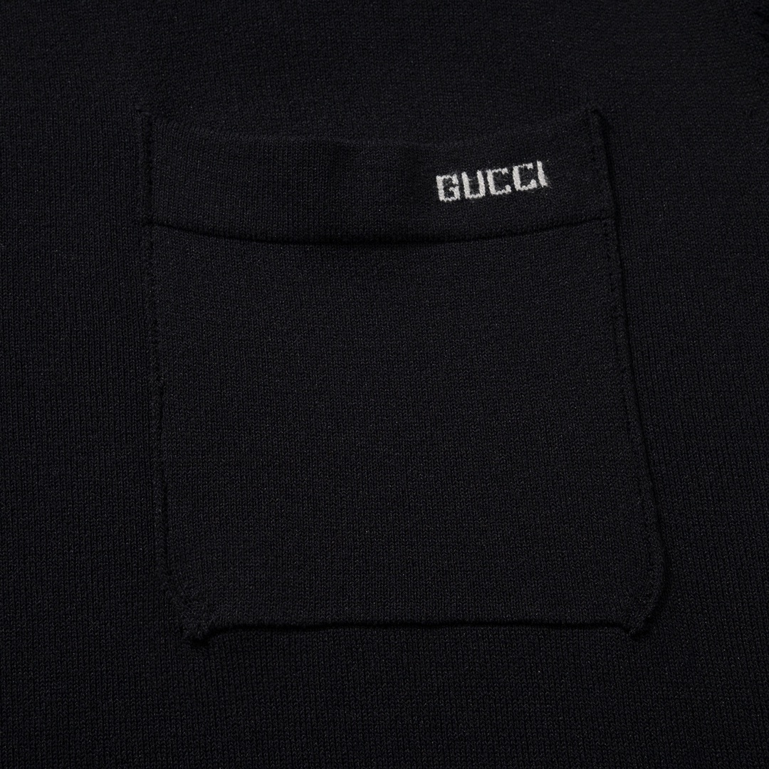 gucci シャツ偽物 純綿 トップス 半袖 ポロシャツ ゆったり シンプル ブラック_3
