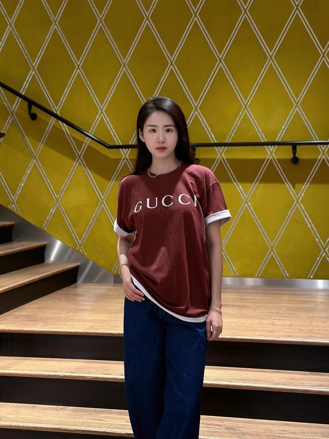 グッチ ティ シャツ激安通販 トップス 半袖tシャツ 純綿 ゆったり 上質品 レッド_7
