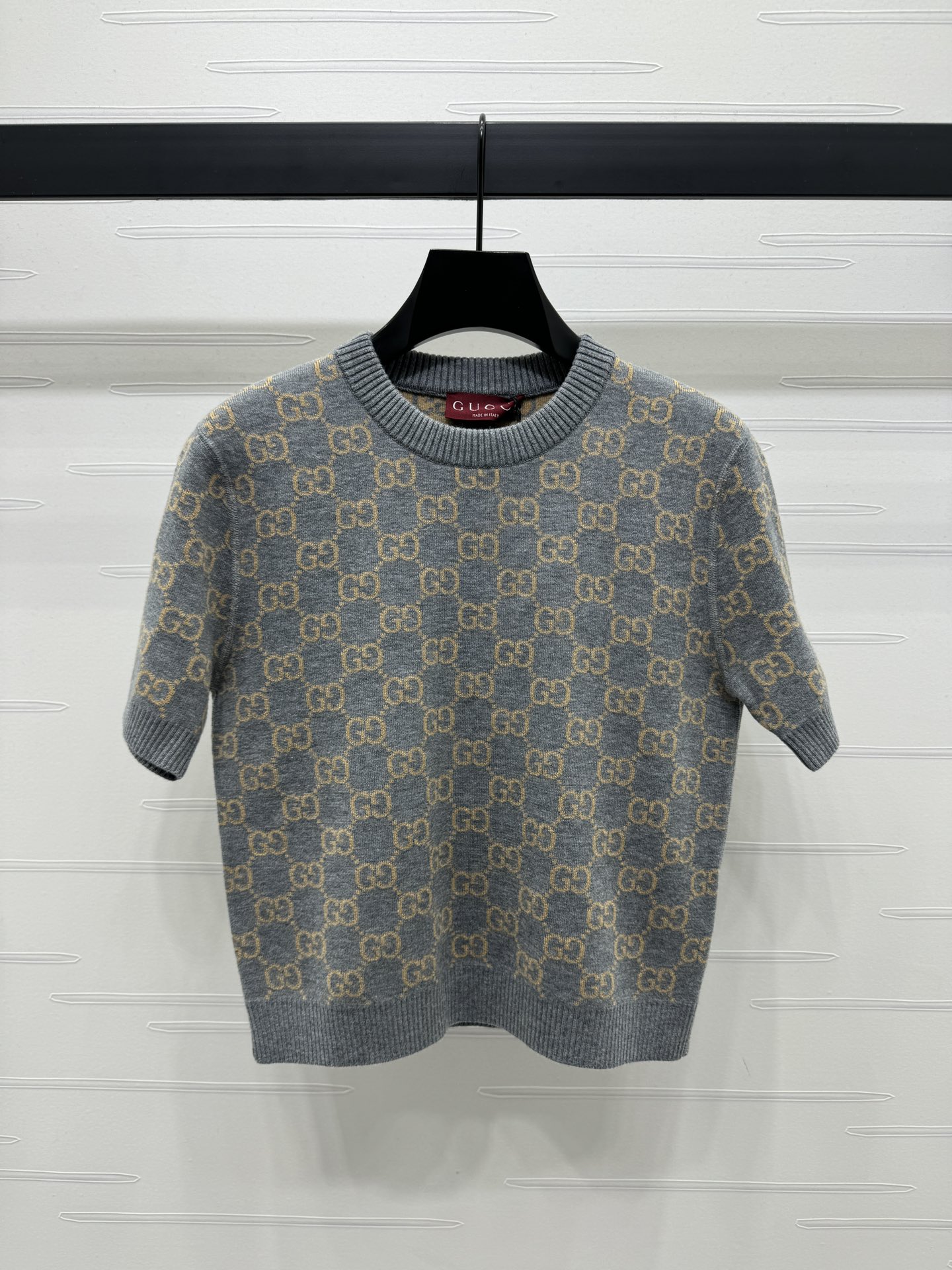 gucci t シャツ メンズコピー プリント トップス 半袖 ニット 綿 ゆったり グレー_1