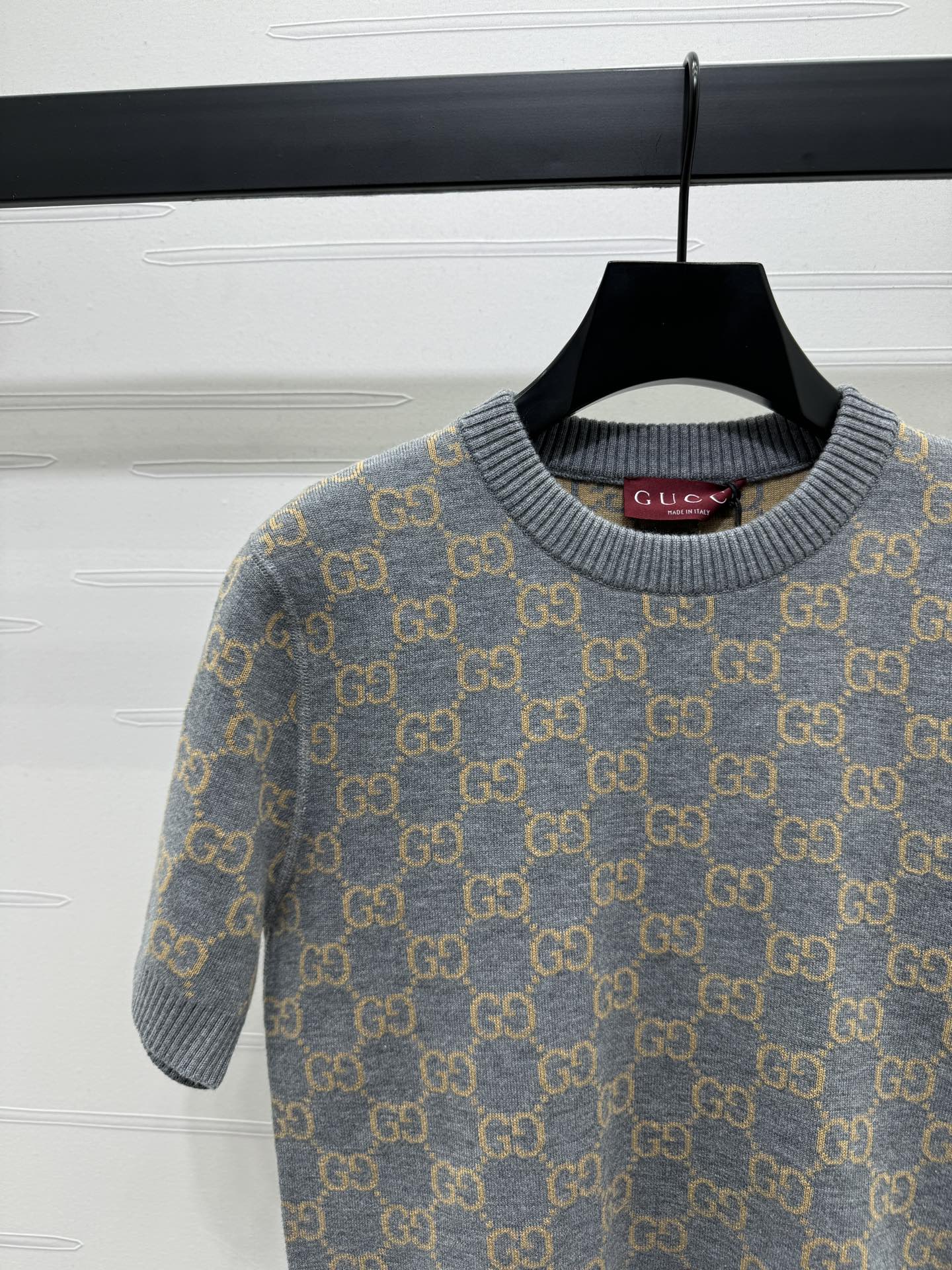gucci t シャツ メンズコピー プリント トップス 半袖 ニット 綿 ゆったり グレー_3
