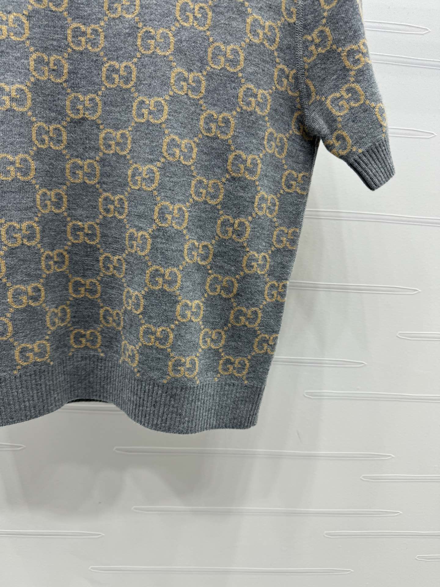 gucci t シャツ メンズコピー プリント トップス 半袖 ニット 綿 ゆったり グレー_4