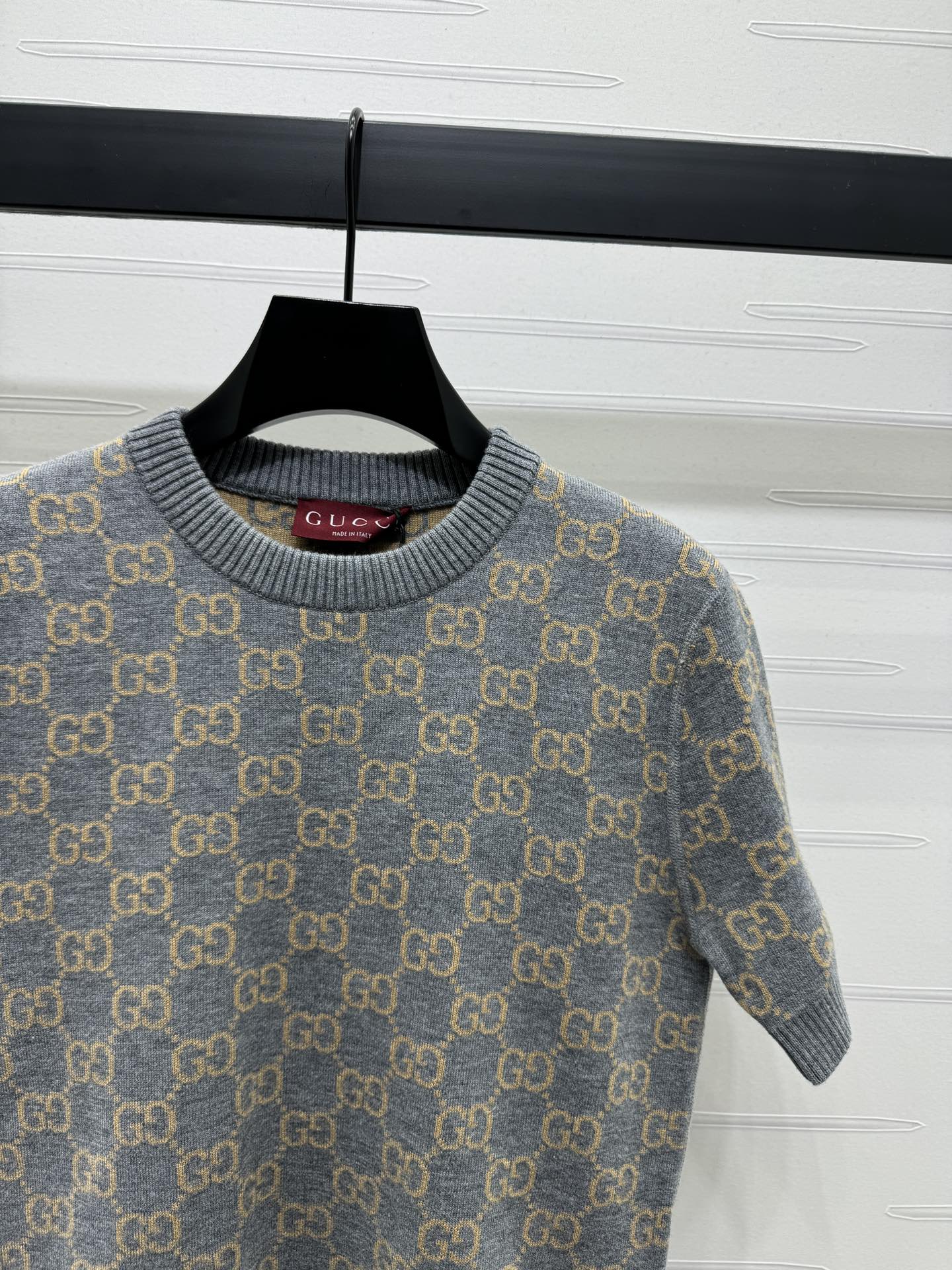 gucci t シャツ メンズコピー プリント トップス 半袖 ニット 綿 ゆったり グレー_6