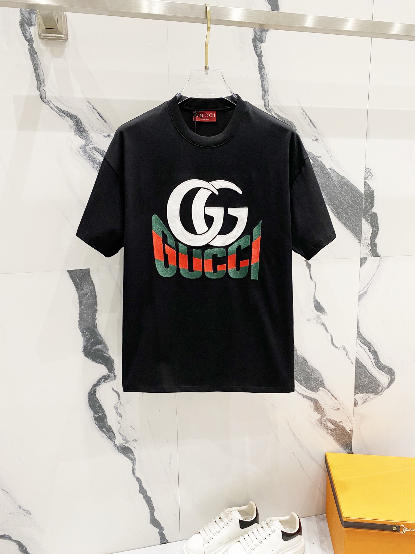 gucci ワイシャツ偽物 プリント トップス 半袖 100%綿 ゆったり ブラック_1