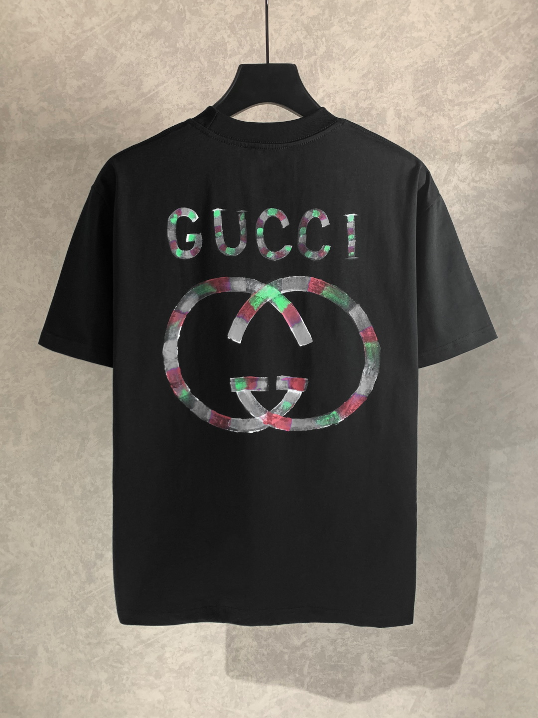 gucci メンズ シャツスーパーコピー 男女兼用 トップス 100%綿 ゆったり tシャツ ブラック_1