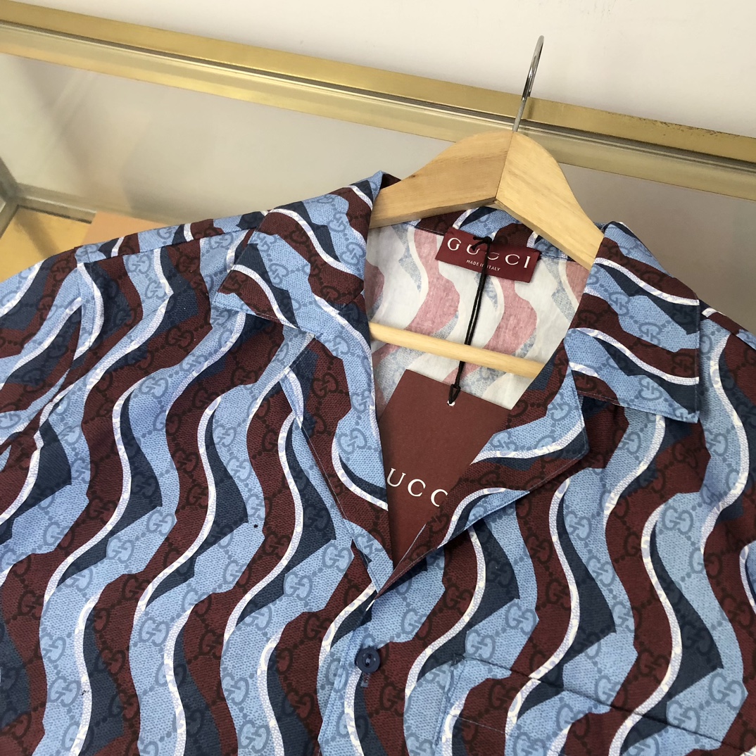 gucci t シャツ オレンジスーパーコピー 横縞 トップス 100%綿 ゆったり 半袖 ブルー_3