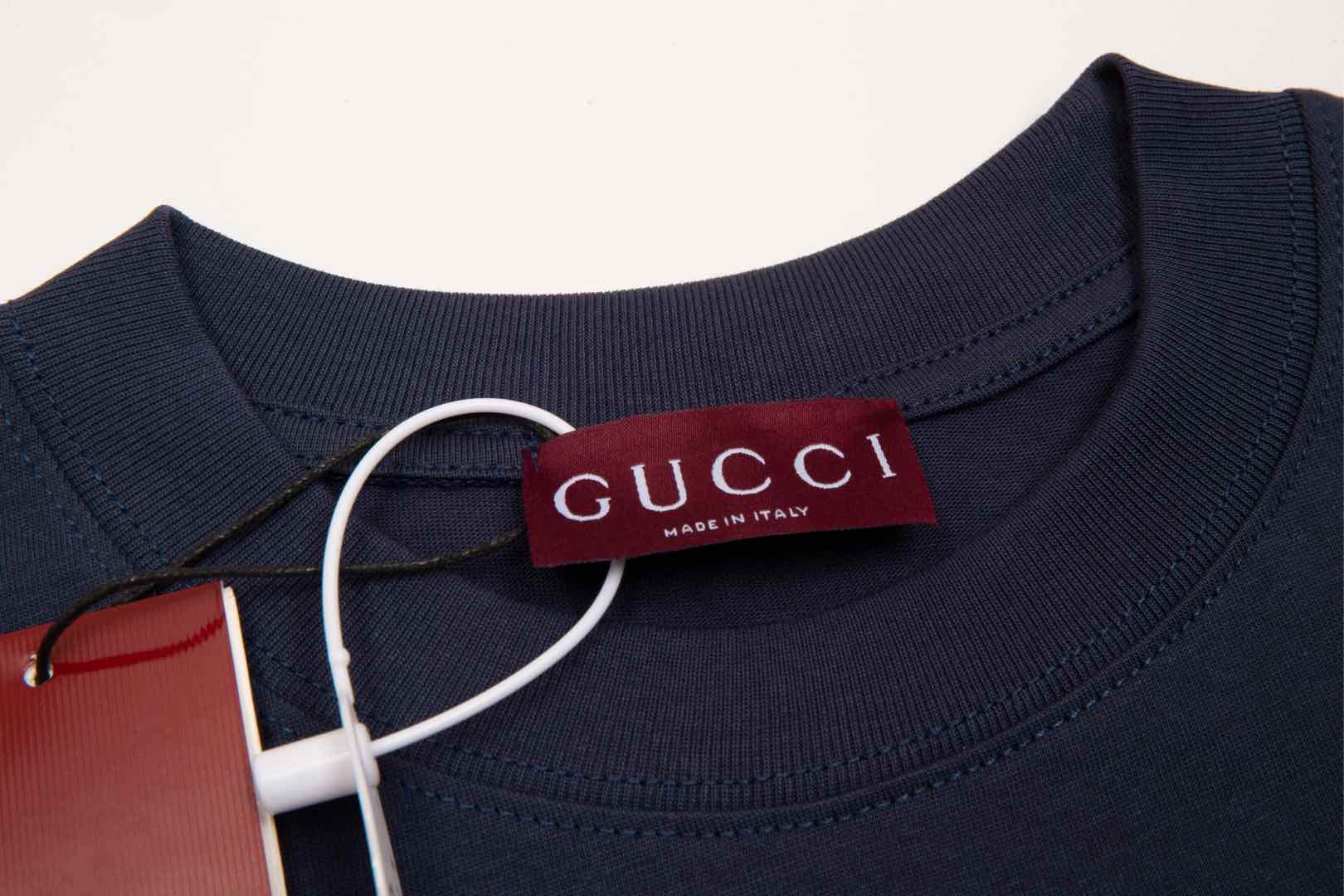 gucci t シャツ クマ偽物 プリント トップス 100%綿 ゆったり 半袖 男女兼用 ブルー_6
