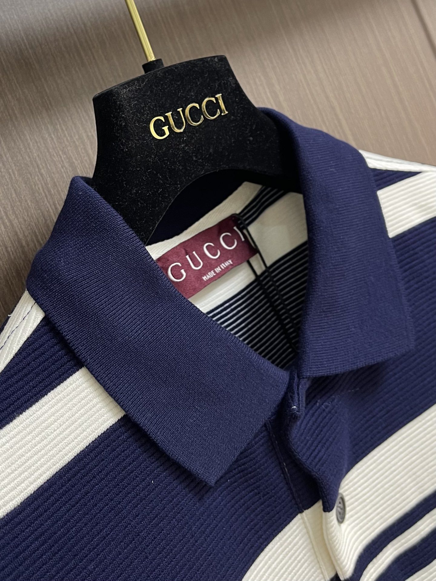 gucci シャツ レディースコピー トップス 横縞 短袖 カジュアル ポロシャツ ブルー_4