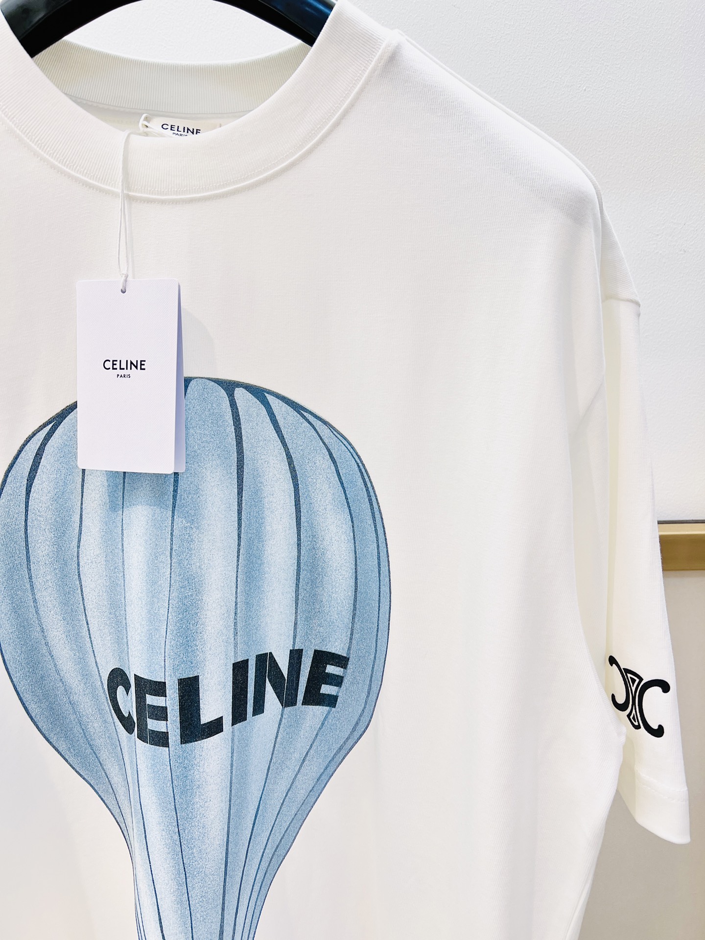 セリーヌtシャツ コーデスーパーコピー 純綿 トップス 半袖 シンプル プリント 男女兼用 ホワイト_2