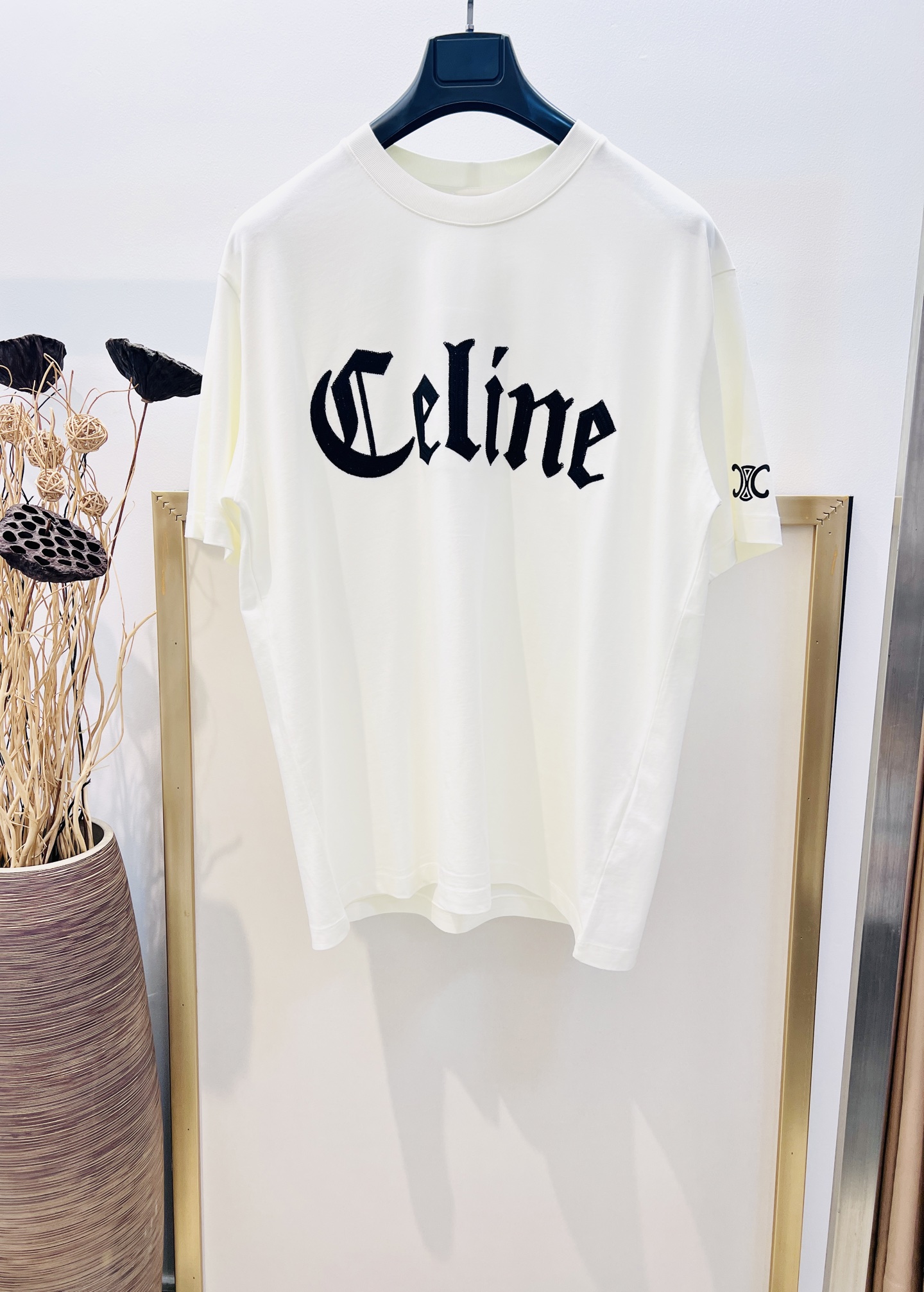 セリーヌtシャツ メルカリ偽物 シンプル 純綿 トップス 半袖 プリント 男女兼用 ホワイト_1