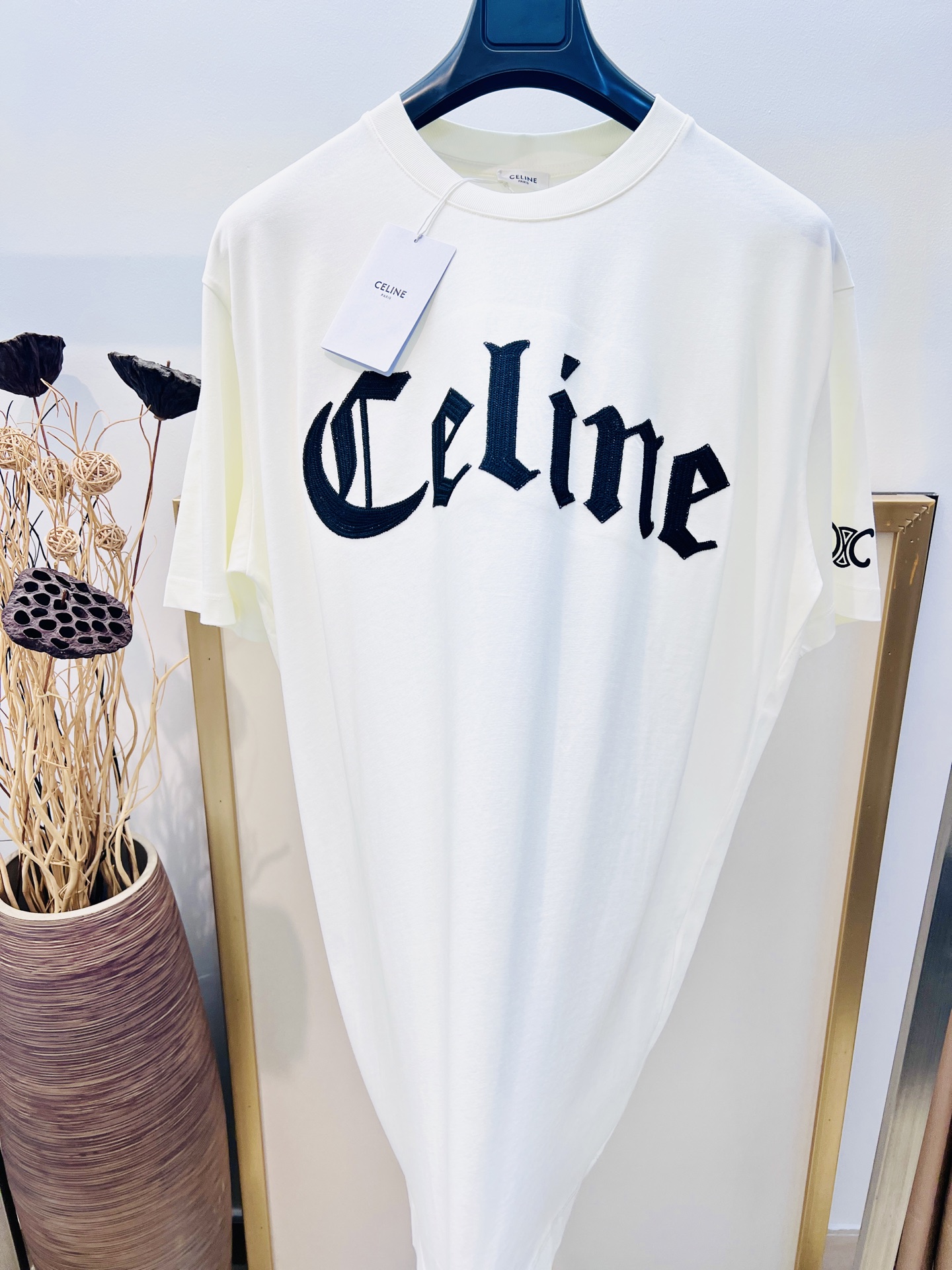 セリーヌtシャツ メルカリ偽物 シンプル 純綿 トップス 半袖 プリント 男女兼用 ホワイト_2