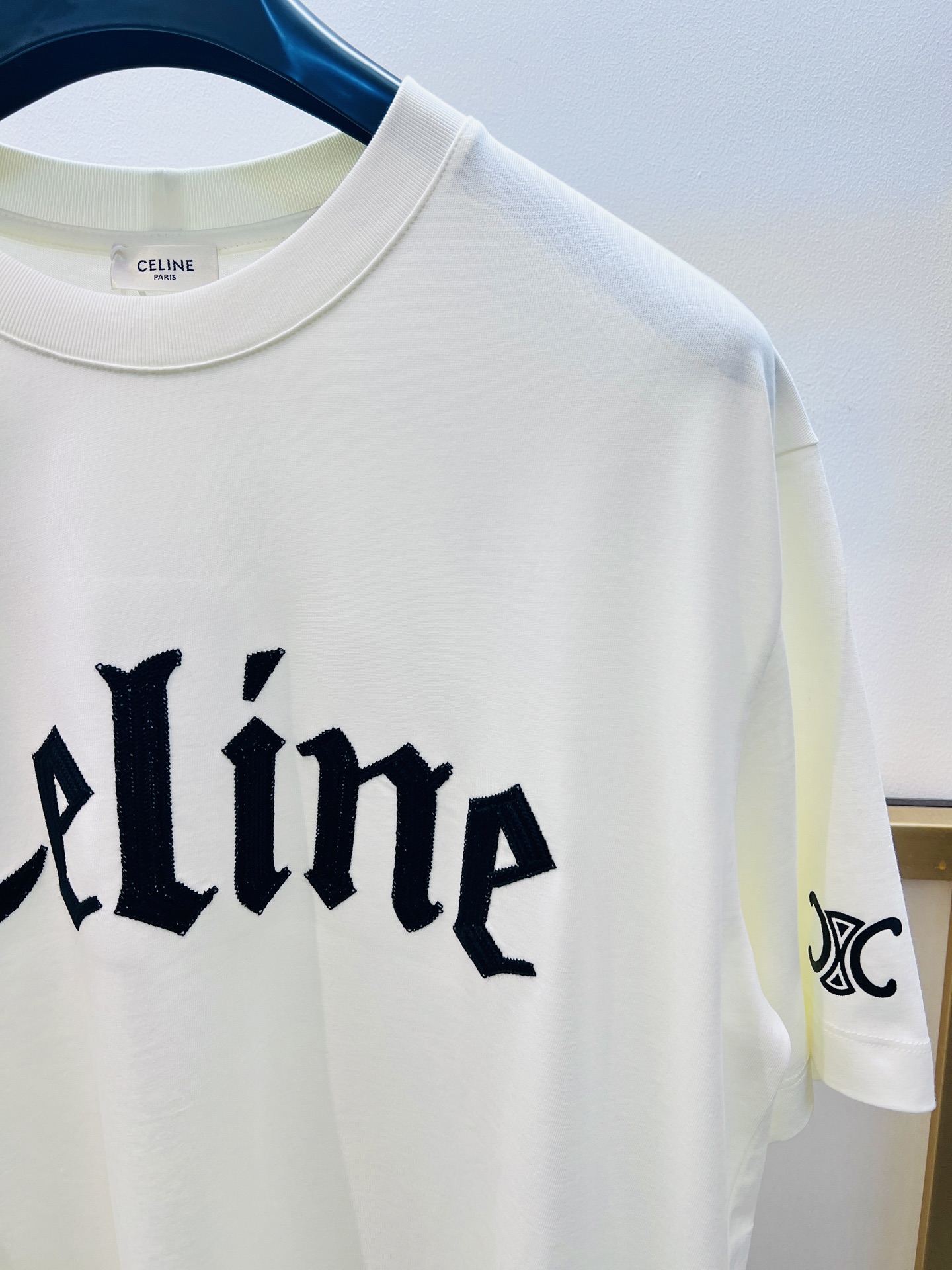 セリーヌtシャツ メルカリ偽物 シンプル 純綿 トップス 半袖 プリント 男女兼用 ホワイト_3