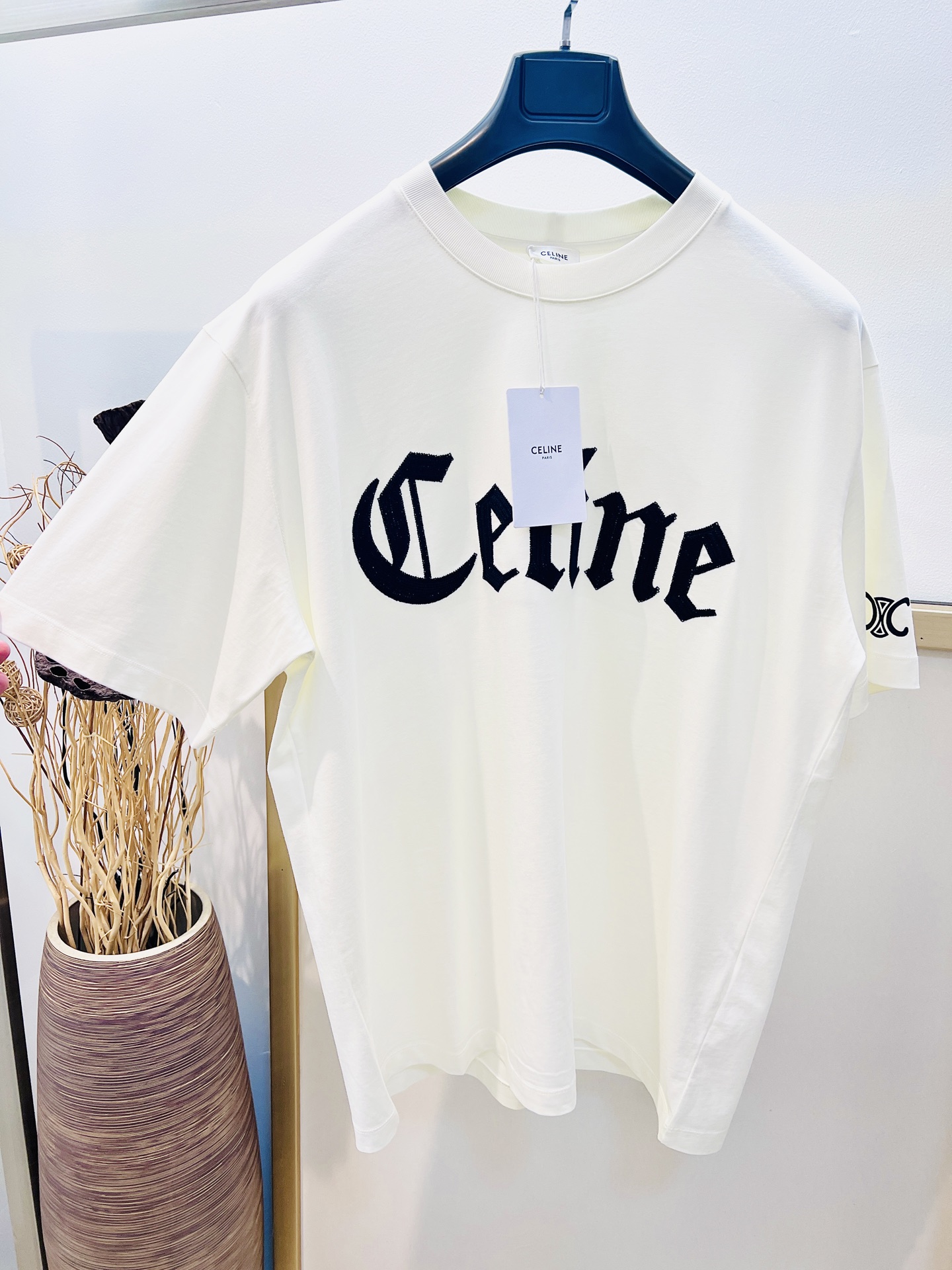 セリーヌtシャツ メルカリ偽物 シンプル 純綿 トップス 半袖 プリント 男女兼用 ホワイト_5