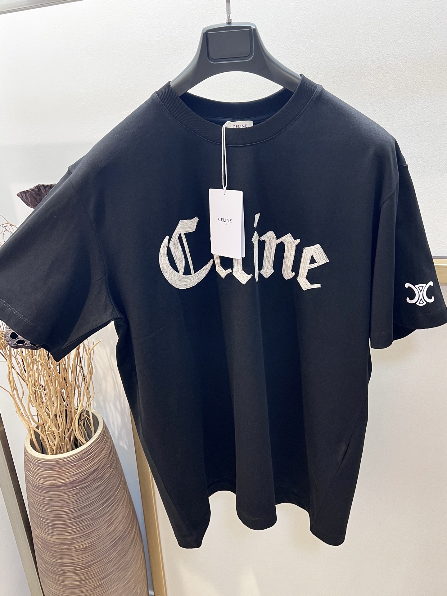 セリーヌtシャツ サイズ感激安通販 シンプル 純綿 トップス 半袖 プリント 男女兼用 ブラック_2