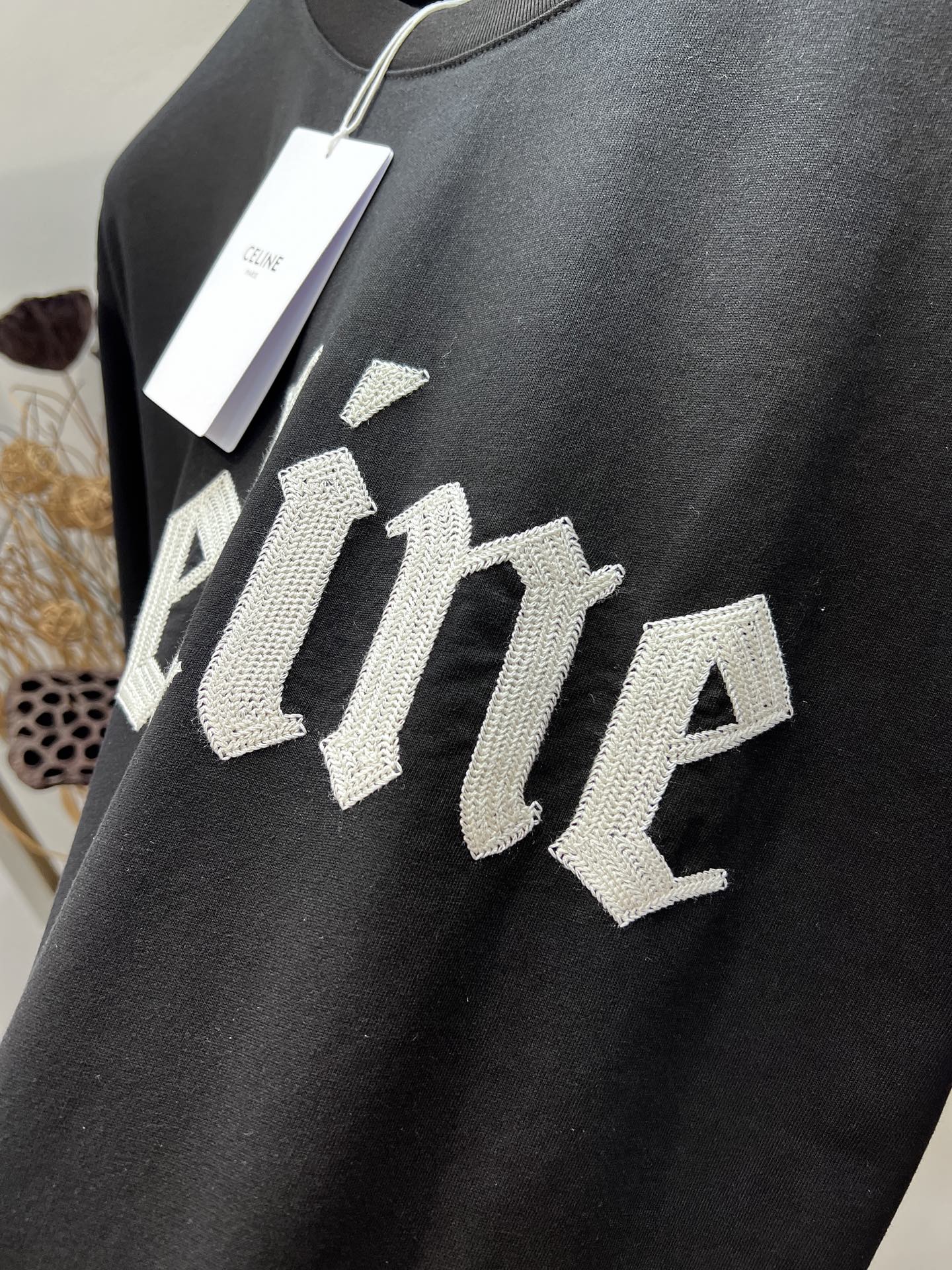 セリーヌtシャツ サイズ感激安通販 シンプル 純綿 トップス 半袖 プリント 男女兼用 ブラック_3