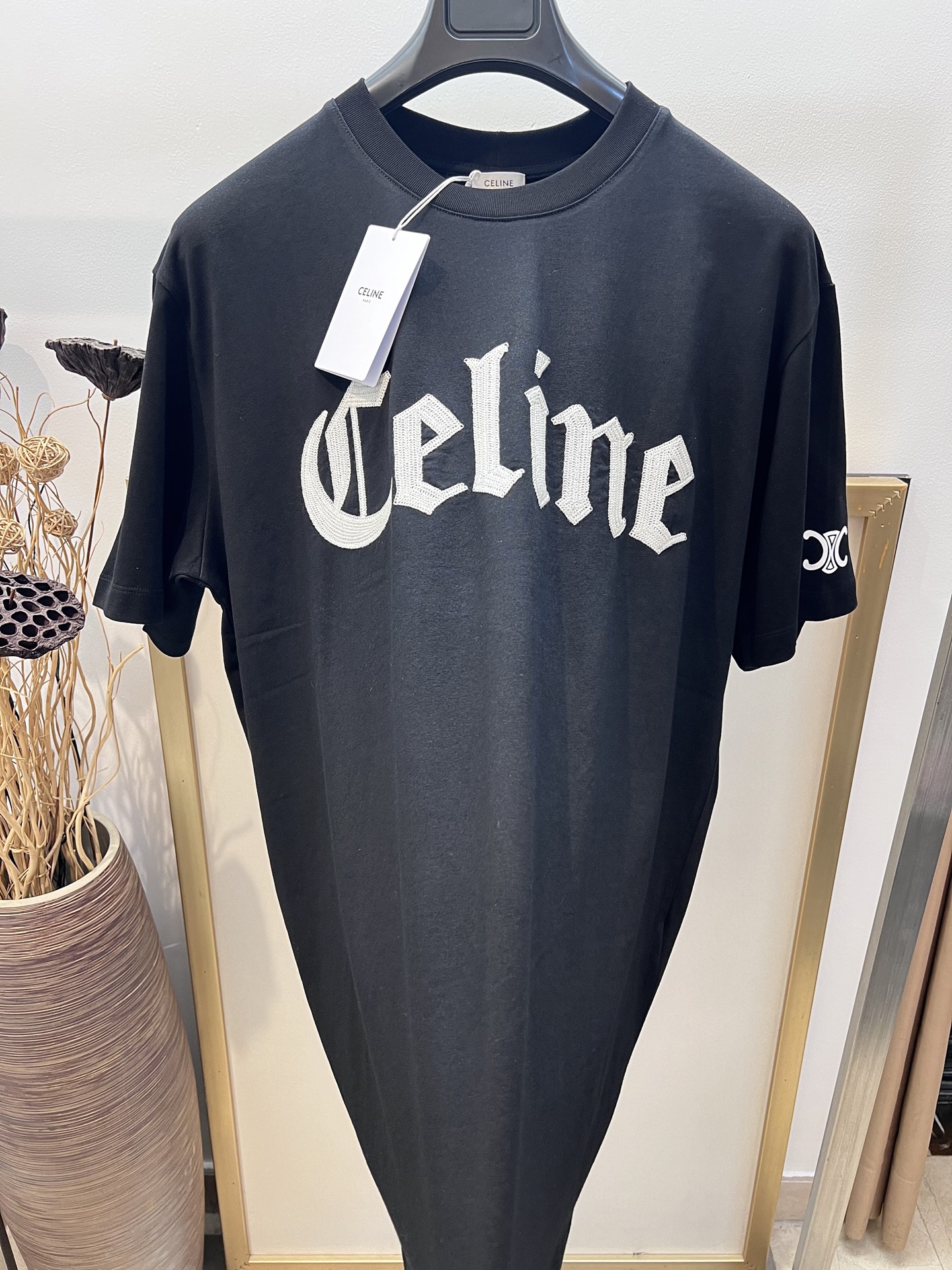 セリーヌtシャツ サイズ感激安通販 シンプル 純綿 トップス 半袖 プリント 男女兼用 ブラック_6