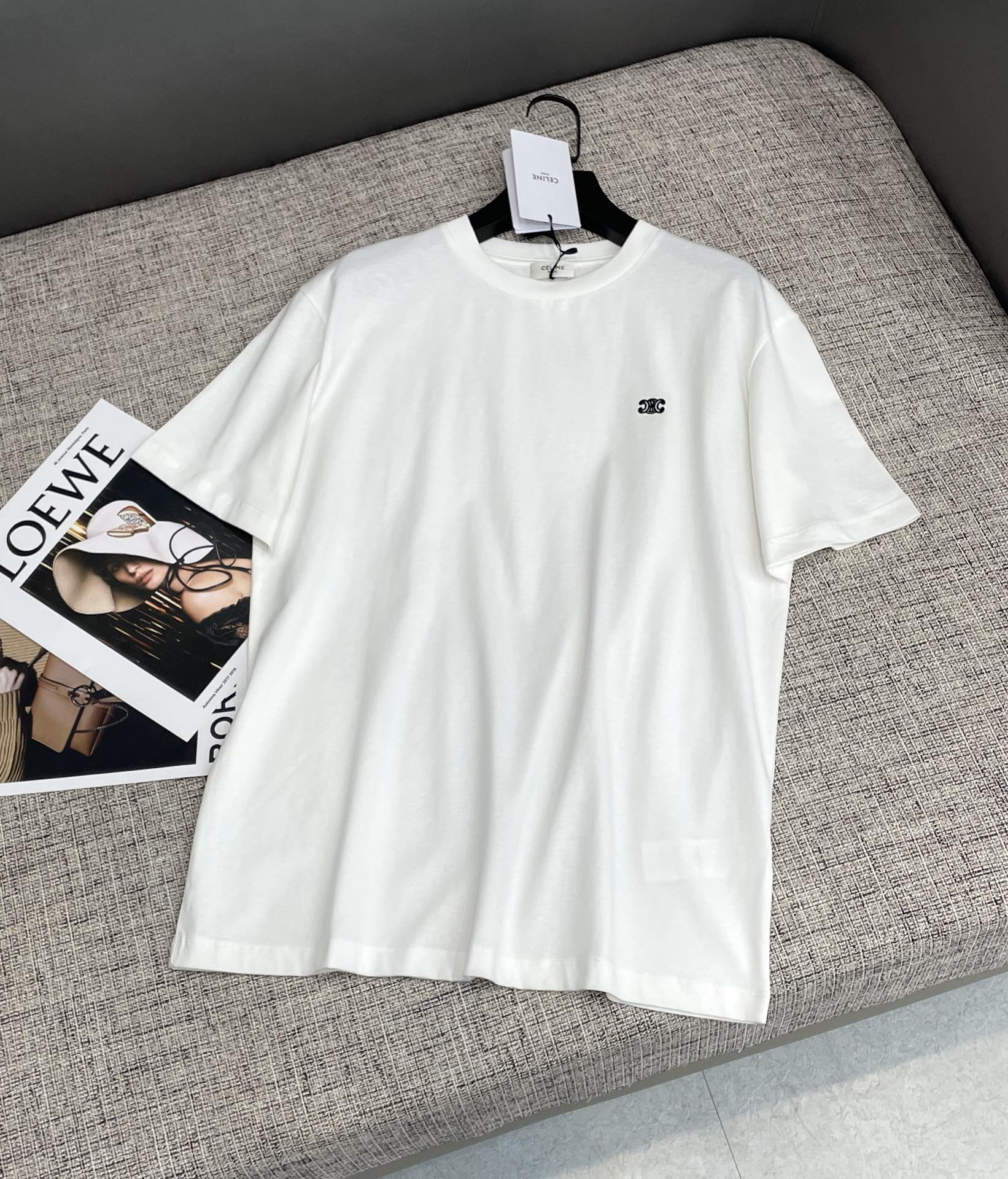 セリーヌtシャツ メンズコピー シンプル 純綿 トップス 半袖 プリント ゆったり 2色可選_2