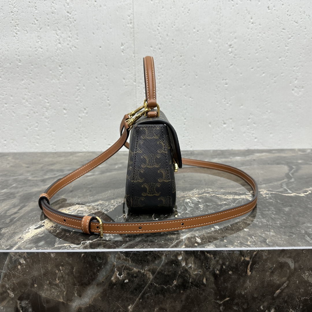 セリーヌバッグ クリーニングコピー 牛革 レザー ミニ 斜め掛け ハンドバッグ 119533 ブラウン_5