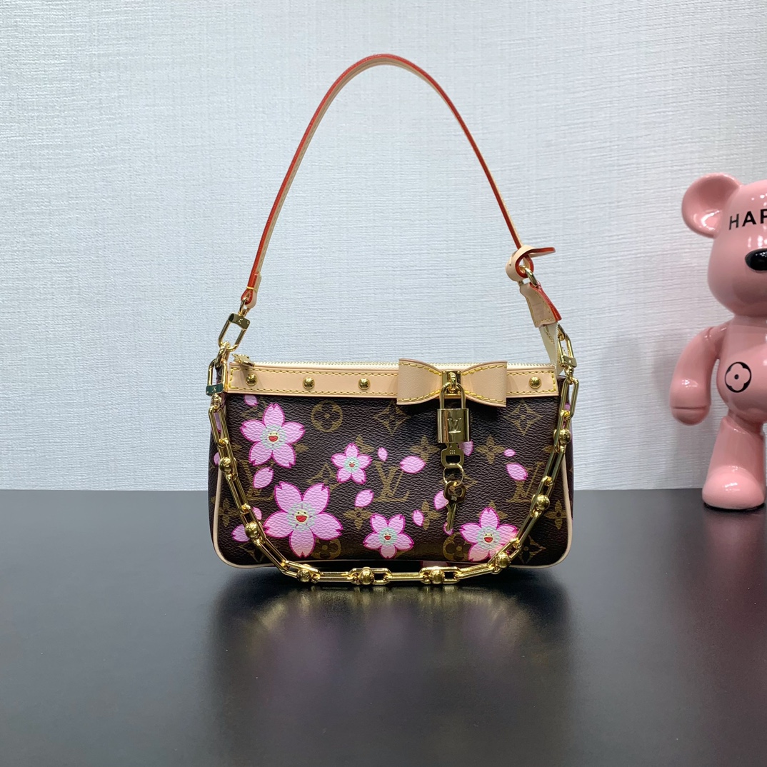 ヴィトン バッグ 重い偽物 ミニ 斜め掛けバッグ レザー 本革 M13666 さくらプリント ブラウン_1