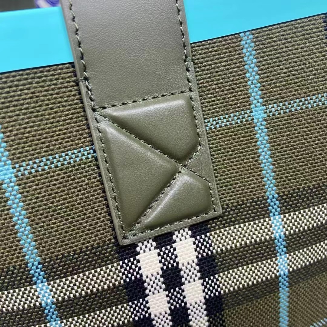 burberry トート バッグコピー ハンドバッグ レザー 本革 格子模様 グリーン_6