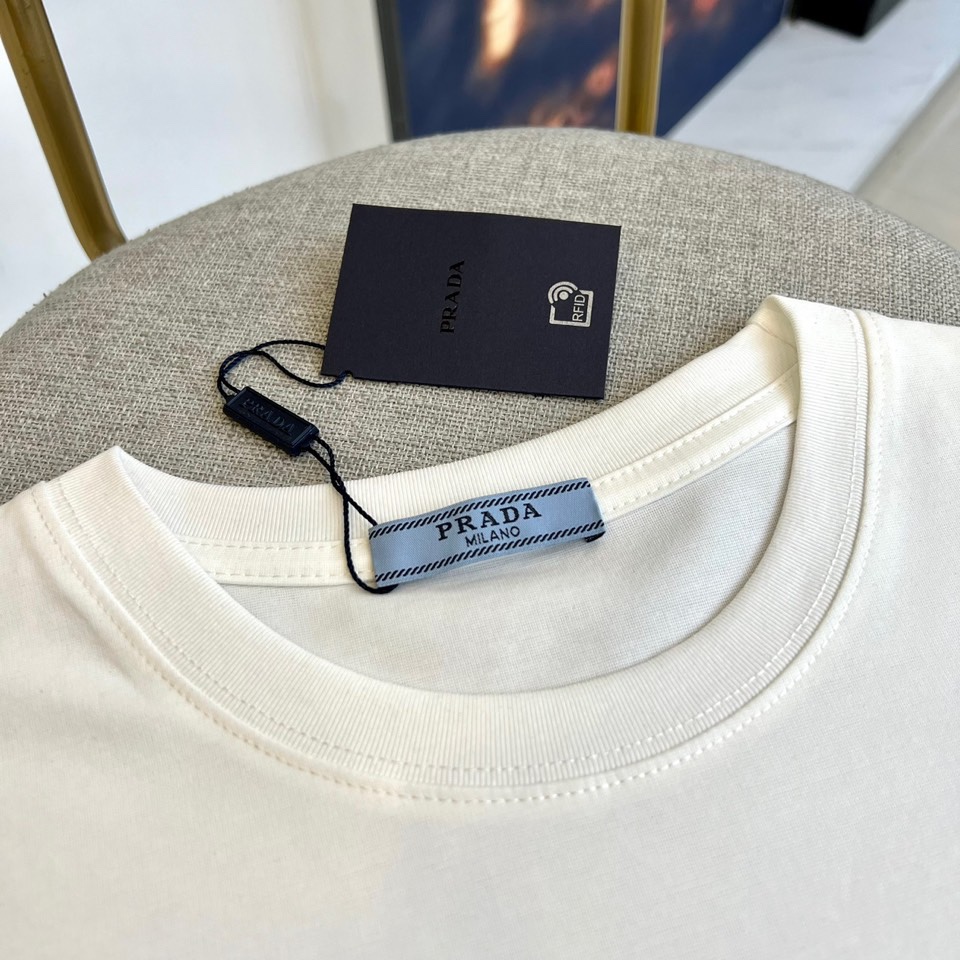 prada t シャツスーパーコピー 純綿 トップス 半袖 プリント カジュアル 男女兼用 ホワイト_6