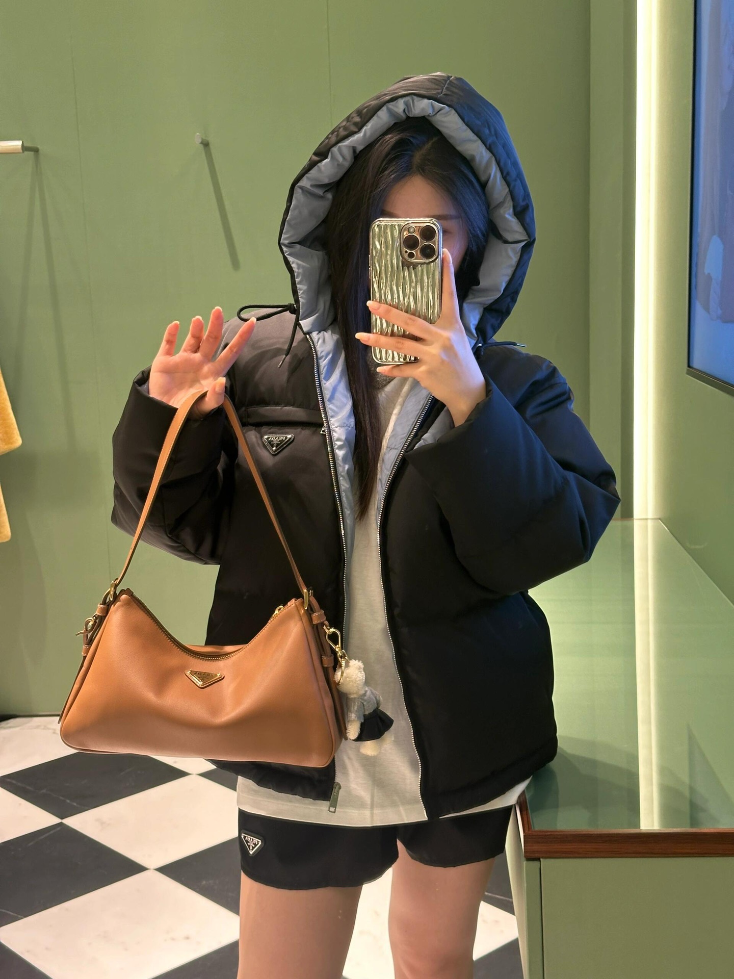 プラダバッグ お手入れスーパーコピー 1BC229 軽量 ハンドバッグ 牛革 レザー Hoboバッグ ブラウン_2