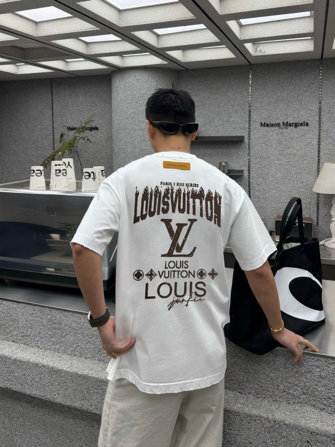 メンズ ルイヴィトンtシャツスーパーコピー 純綿 トップス 半袖 プリント ホワイト_3