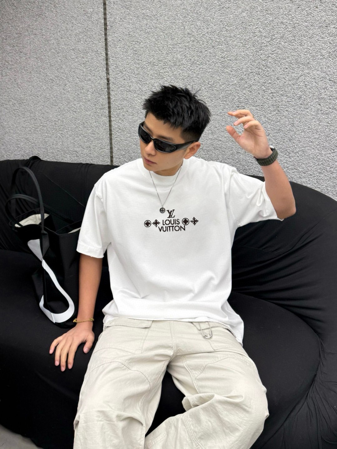 メンズ ルイヴィトンtシャツスーパーコピー 純綿 トップス 半袖 プリント ホワイト_6