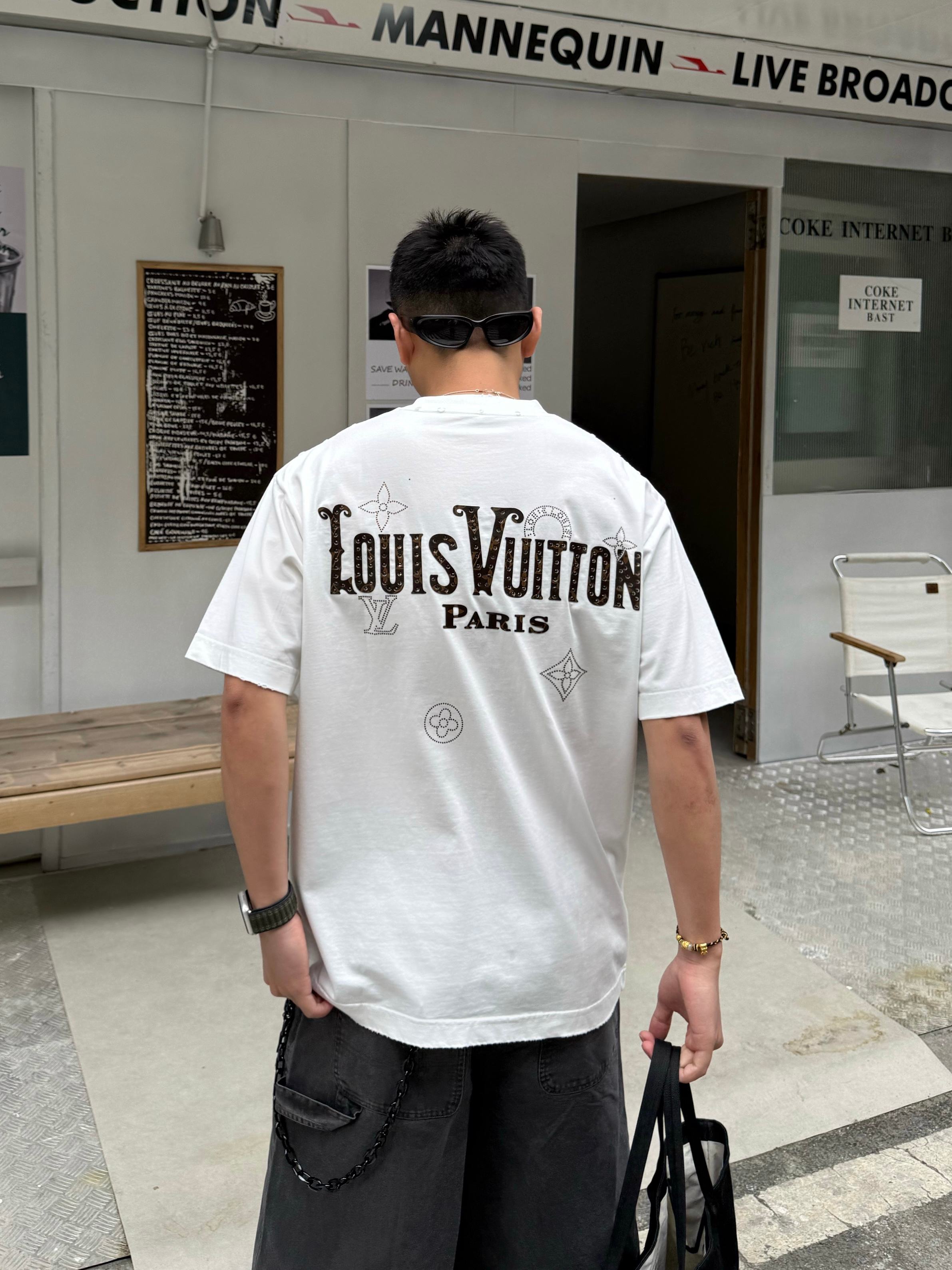 ルイヴィトンtシャツレディースコピー シンプル 柔軟 純綿 トップス 半袖 プリント ホワイト_2