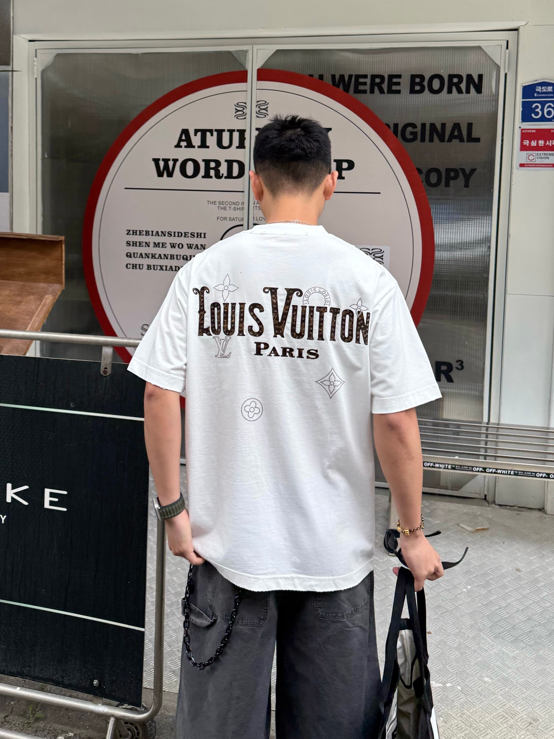 ルイヴィトンtシャツレディースコピー シンプル 柔軟 純綿 トップス 半袖 プリント ホワイト_5