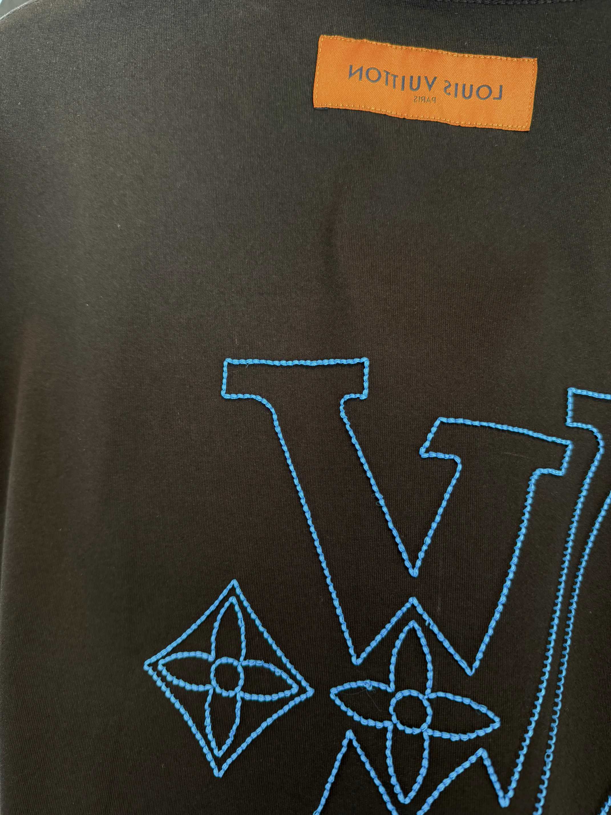上質品 ルイヴィトンtシャツ楽天スーパーコピー 柔軟 純綿 トップス 短袖 ロゴ刺繍 ブラック_6