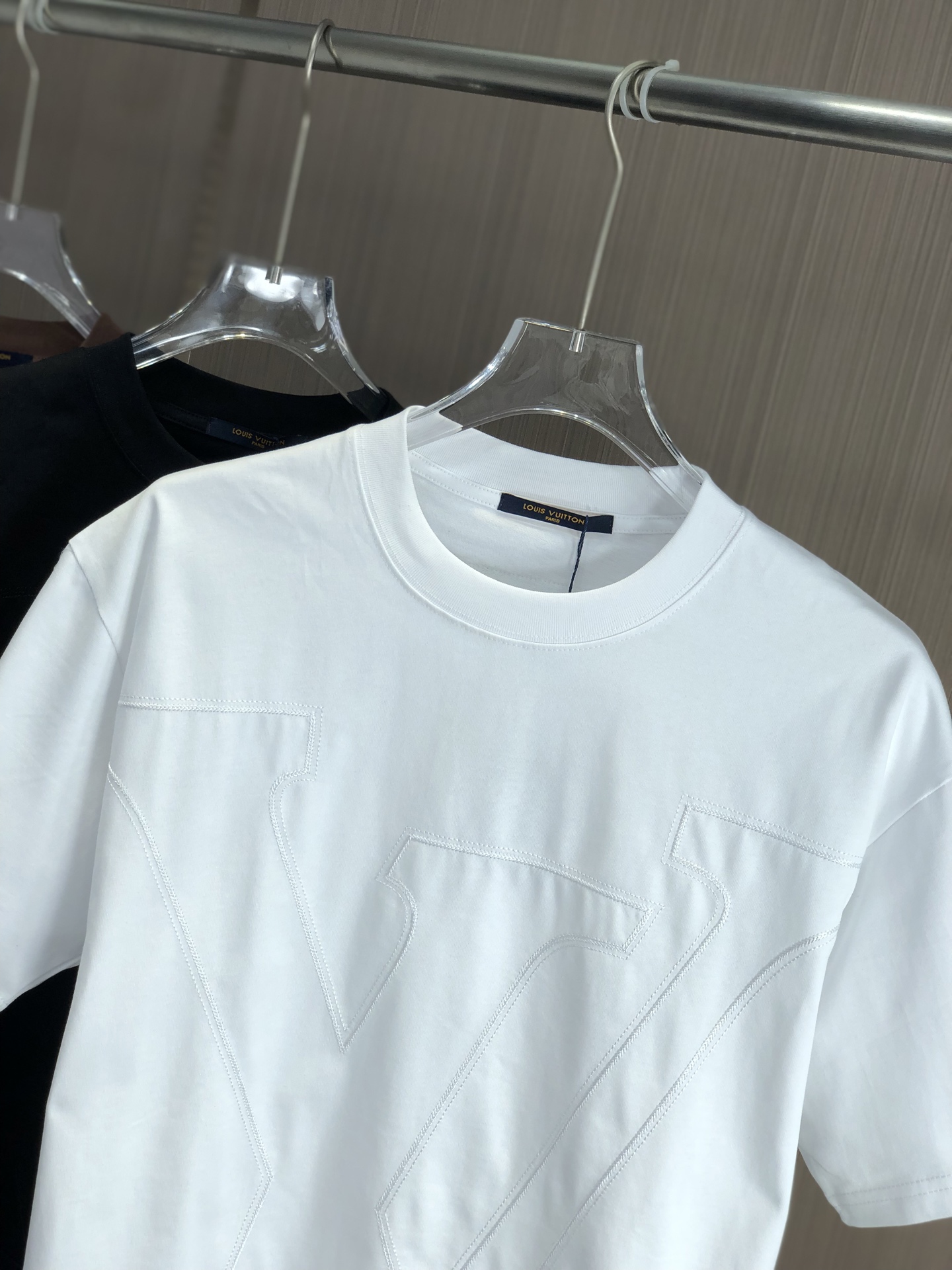 ルイヴィトン tシャツ チェーン偽物 柔軟 純綿 トップス 短袖 ゆったり 男女兼用 ホワイト_2