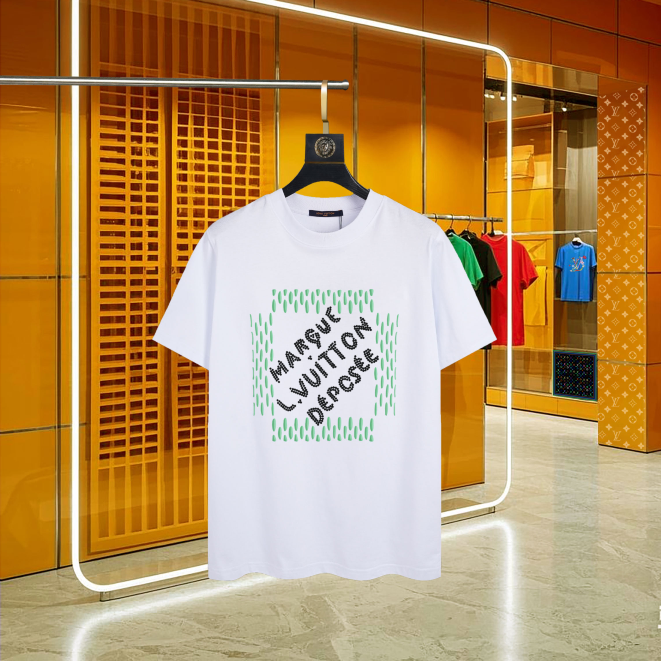 LV ヴィトン 無地偽物 シンプル Tシャツ 柔らかい 純綿 半袖トップス ゆったり ホワイト_1